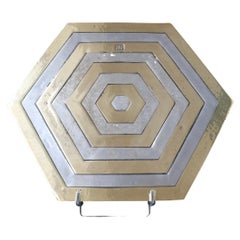 Aluminium and Brass Hexagonal Decorative Tray by David Marshall 'circa 1980s'