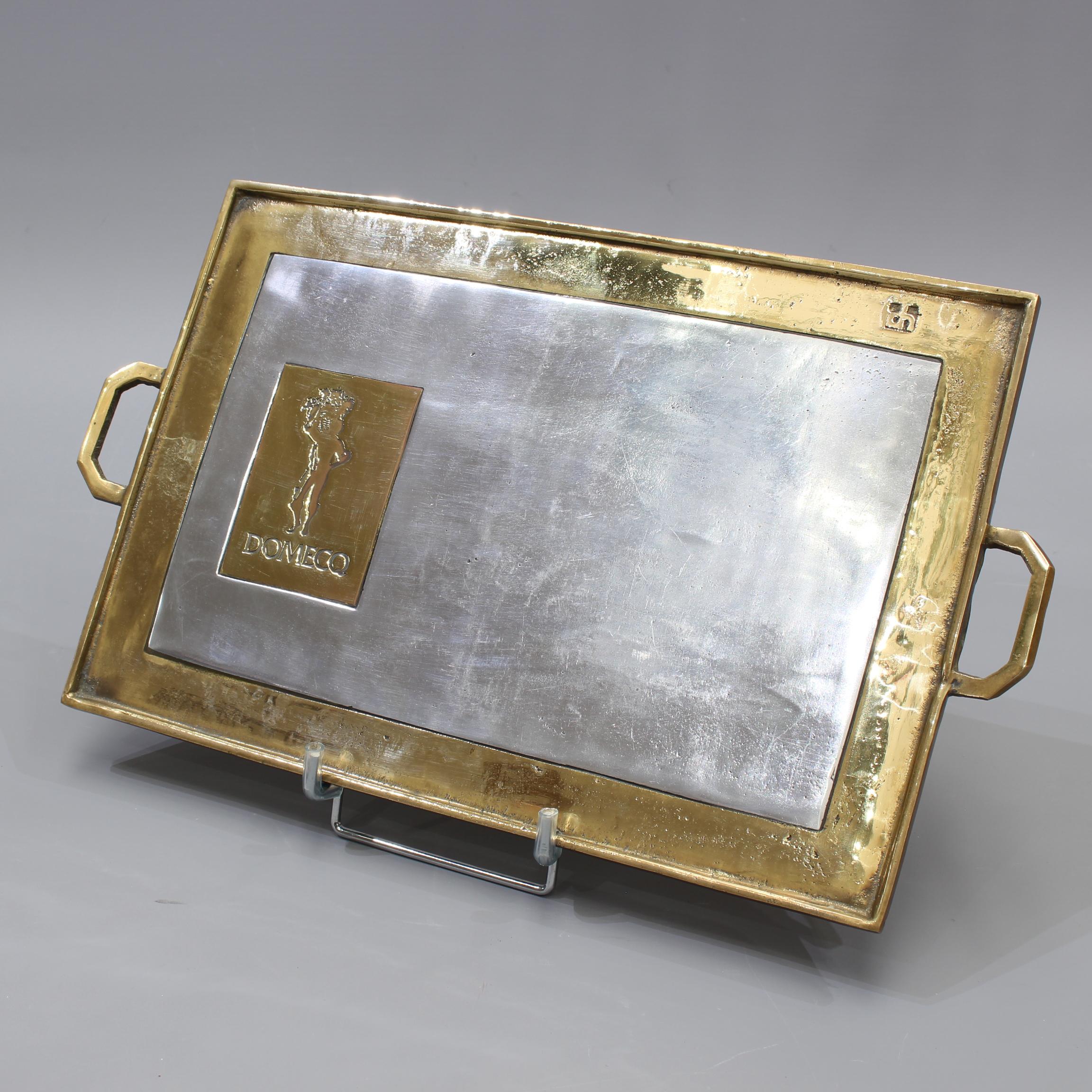 Aluminium and Brass Serving Tray for Domecq Sherry, David Marshall, circa 1970s In Good Condition In London, GB