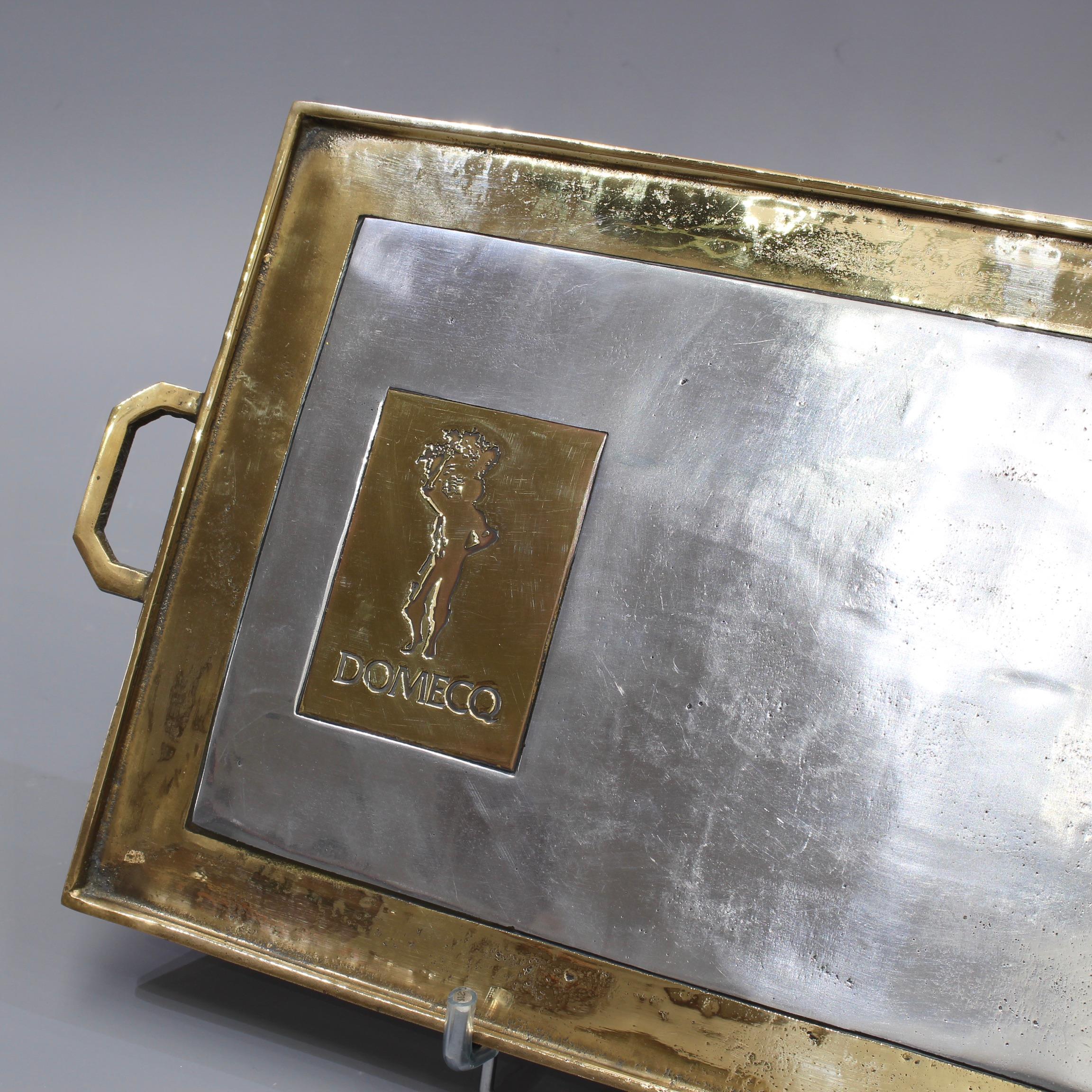 Late 20th Century Aluminium and Brass Serving Tray for Domecq Sherry, David Marshall, circa 1970s