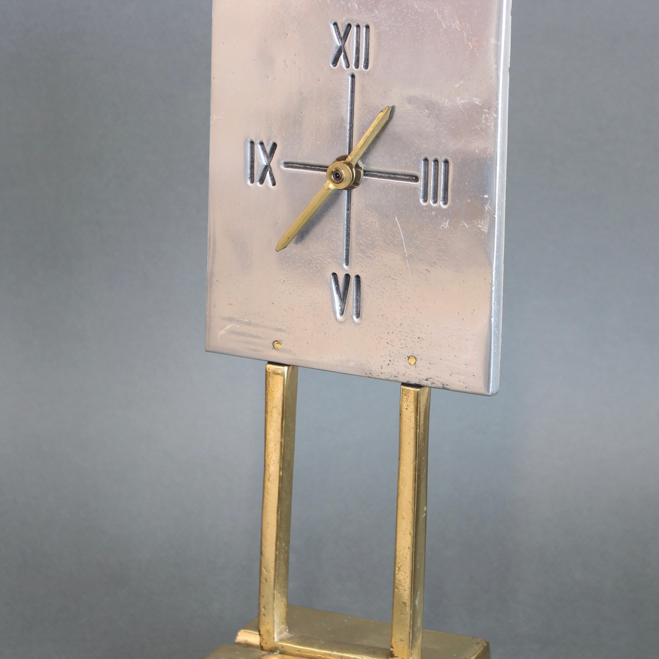 Aluminium and Brass Table Clock by David Marshall (circa 1990s) For Sale 4