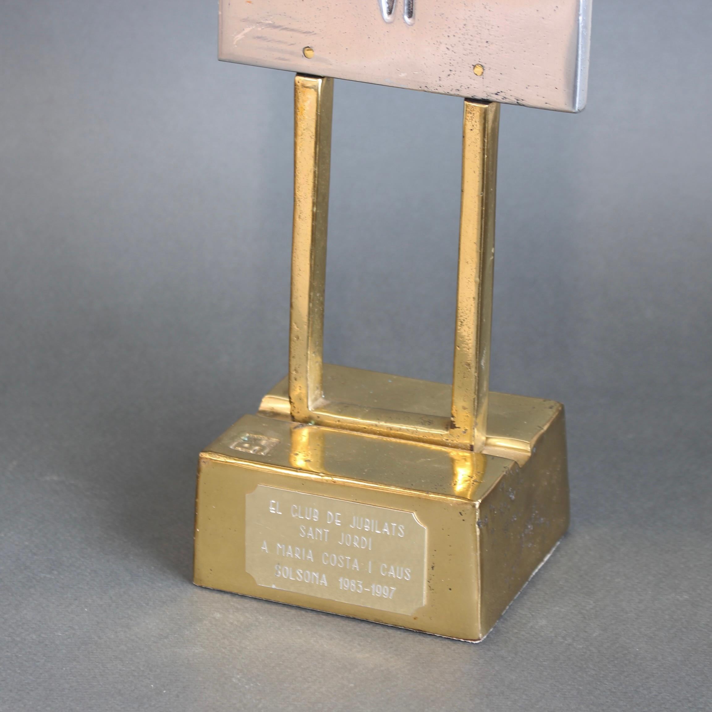 Aluminium and Brass Table Clock by David Marshall (circa 1990s) For Sale 5