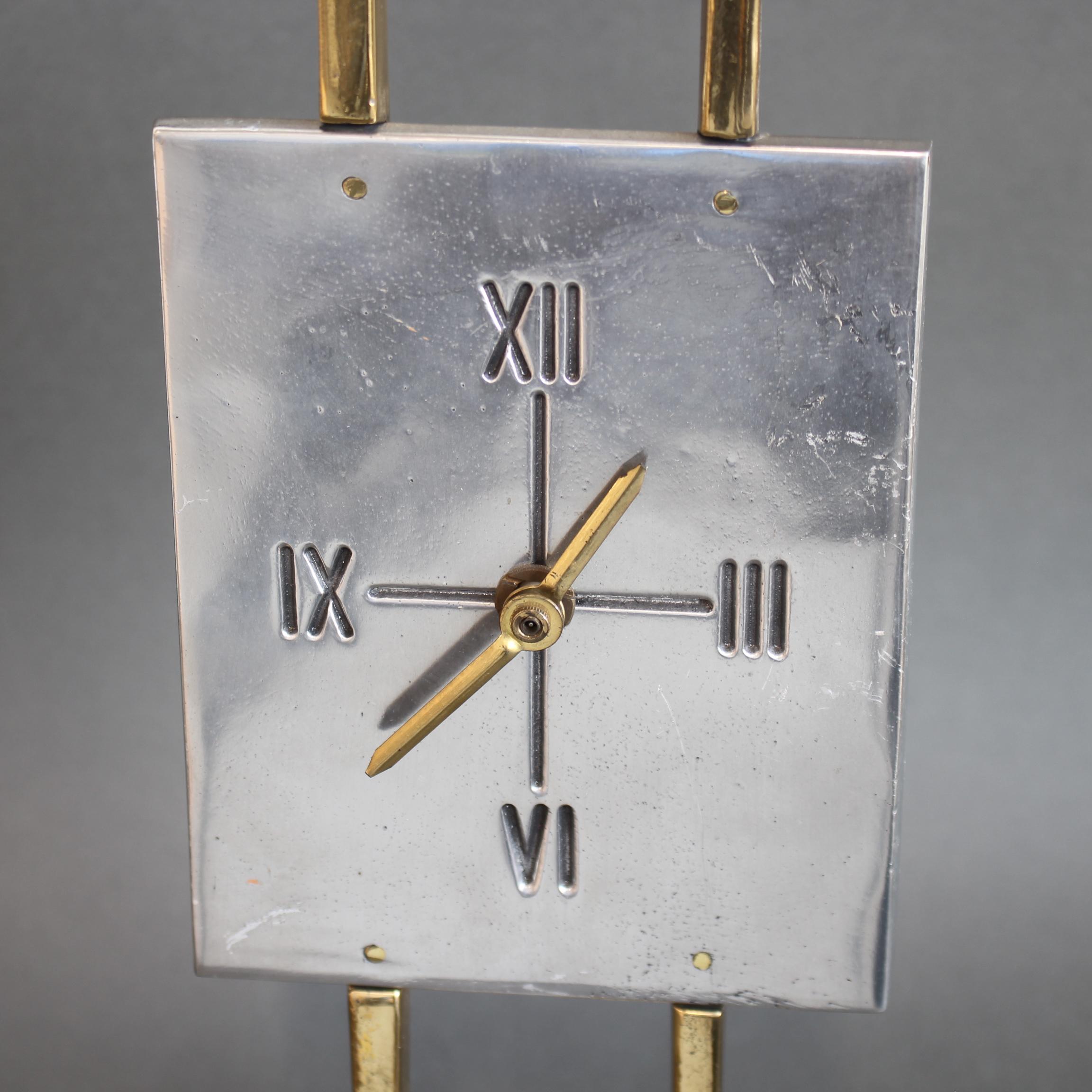 Aluminium and Brass Table Clock by David Marshall (circa 1990s) For Sale 7