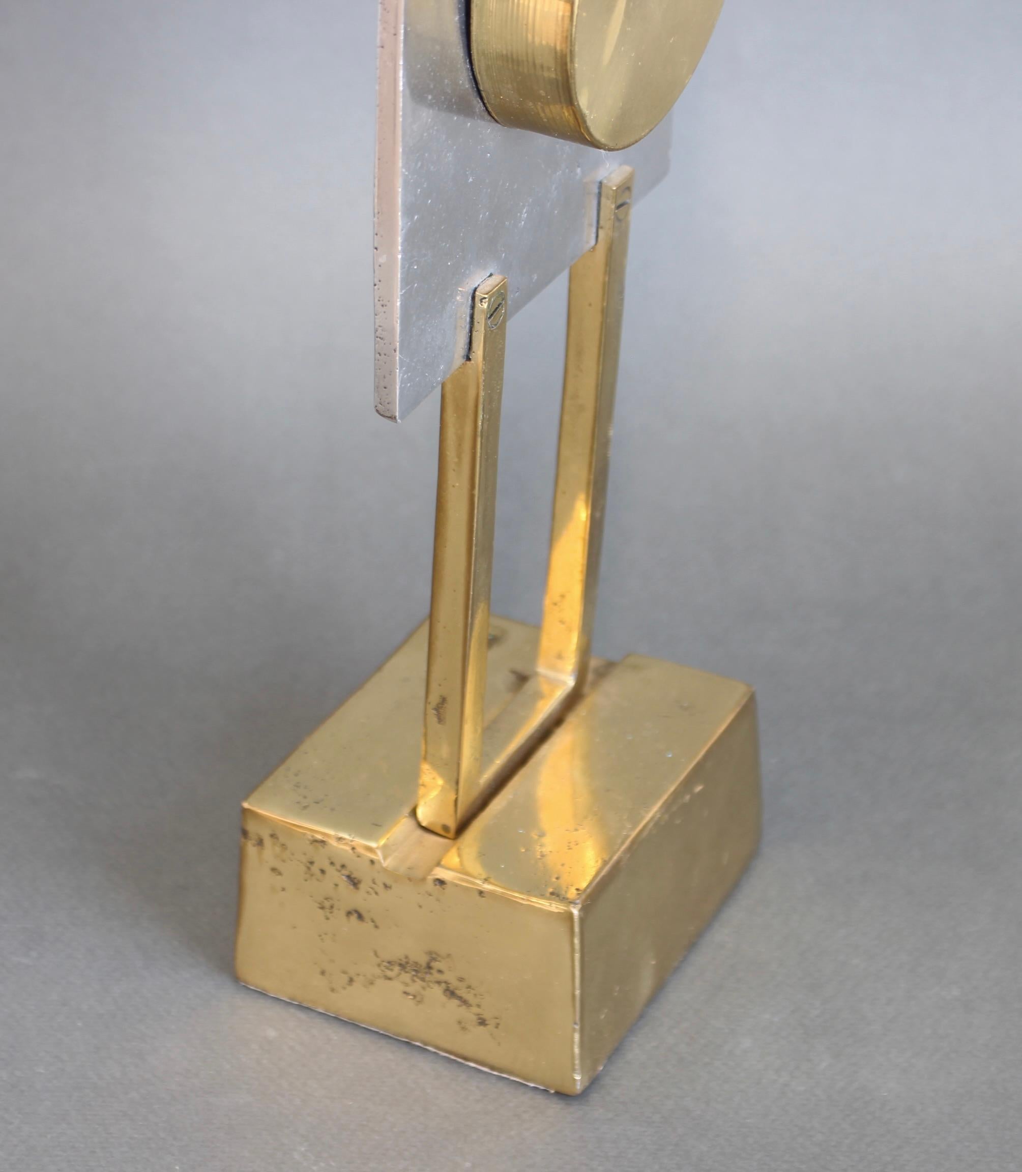 Aluminium and Brass Table Clock by David Marshall (circa 1990s) For Sale 8