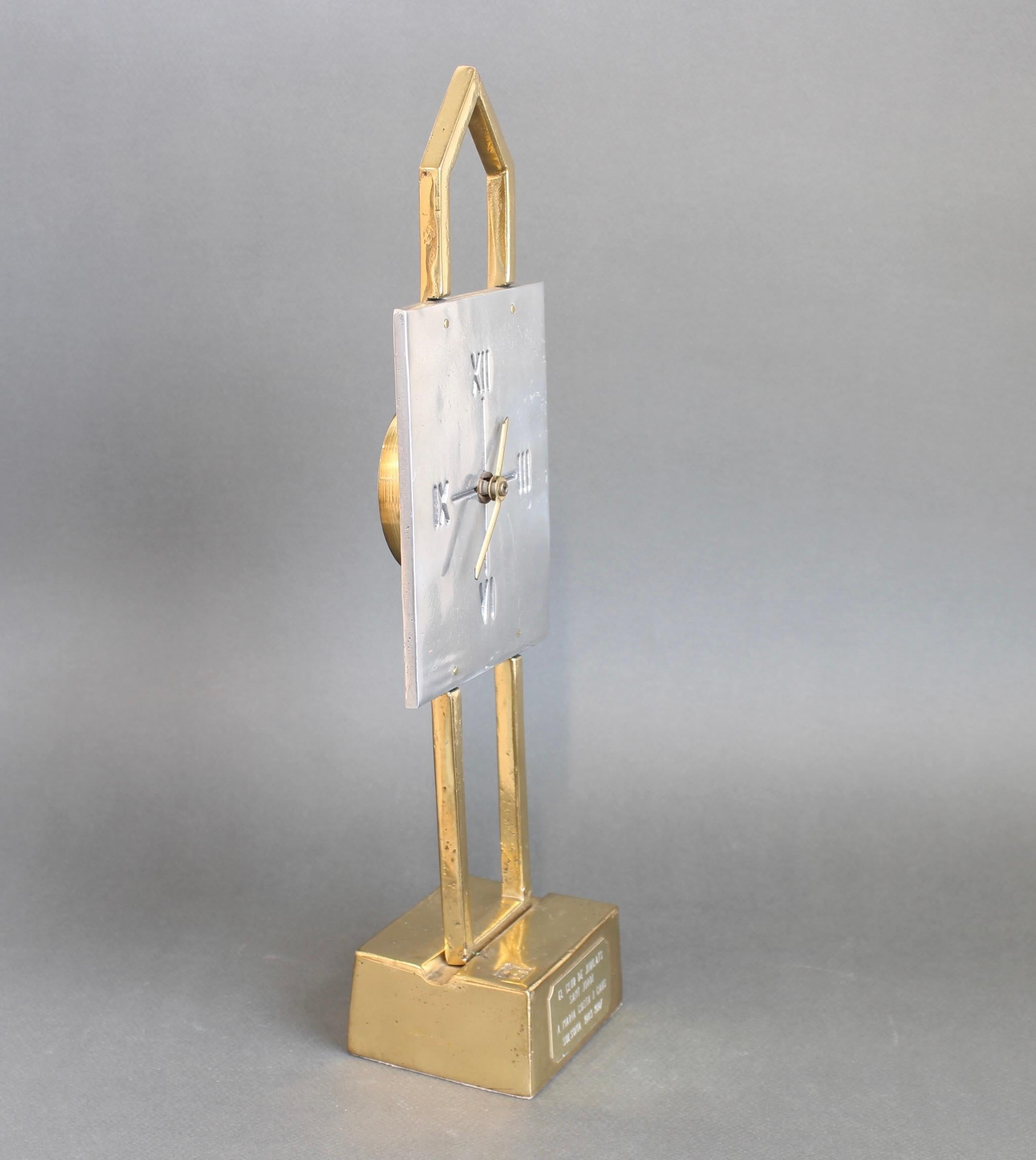 Aluminium and Brass Table Clock by David Marshall (circa 1990s) For Sale 1