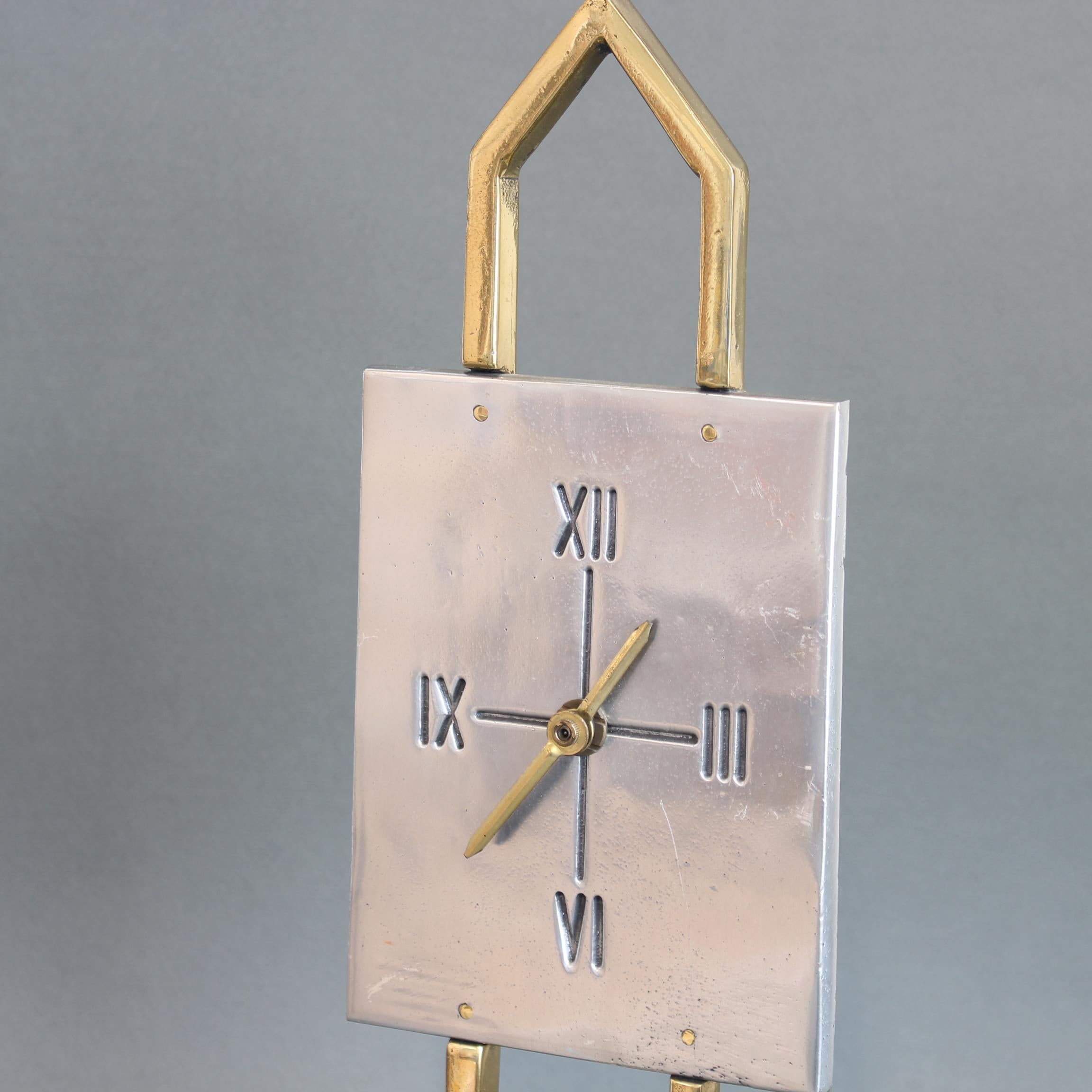 Aluminium and Brass Table Clock by David Marshall (circa 1990s) For Sale 3