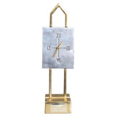 Orologio da tavolo in alluminio e ottone di David Marshall (circa anni '90)