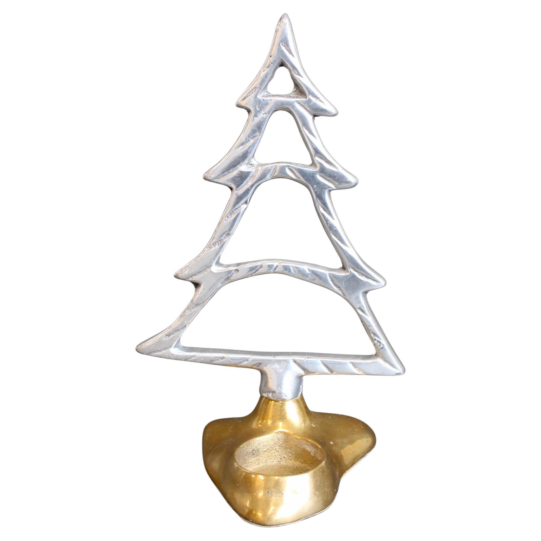 Aluminium and Brass Table Top Christmas Decoration by David Marshall For Sale
