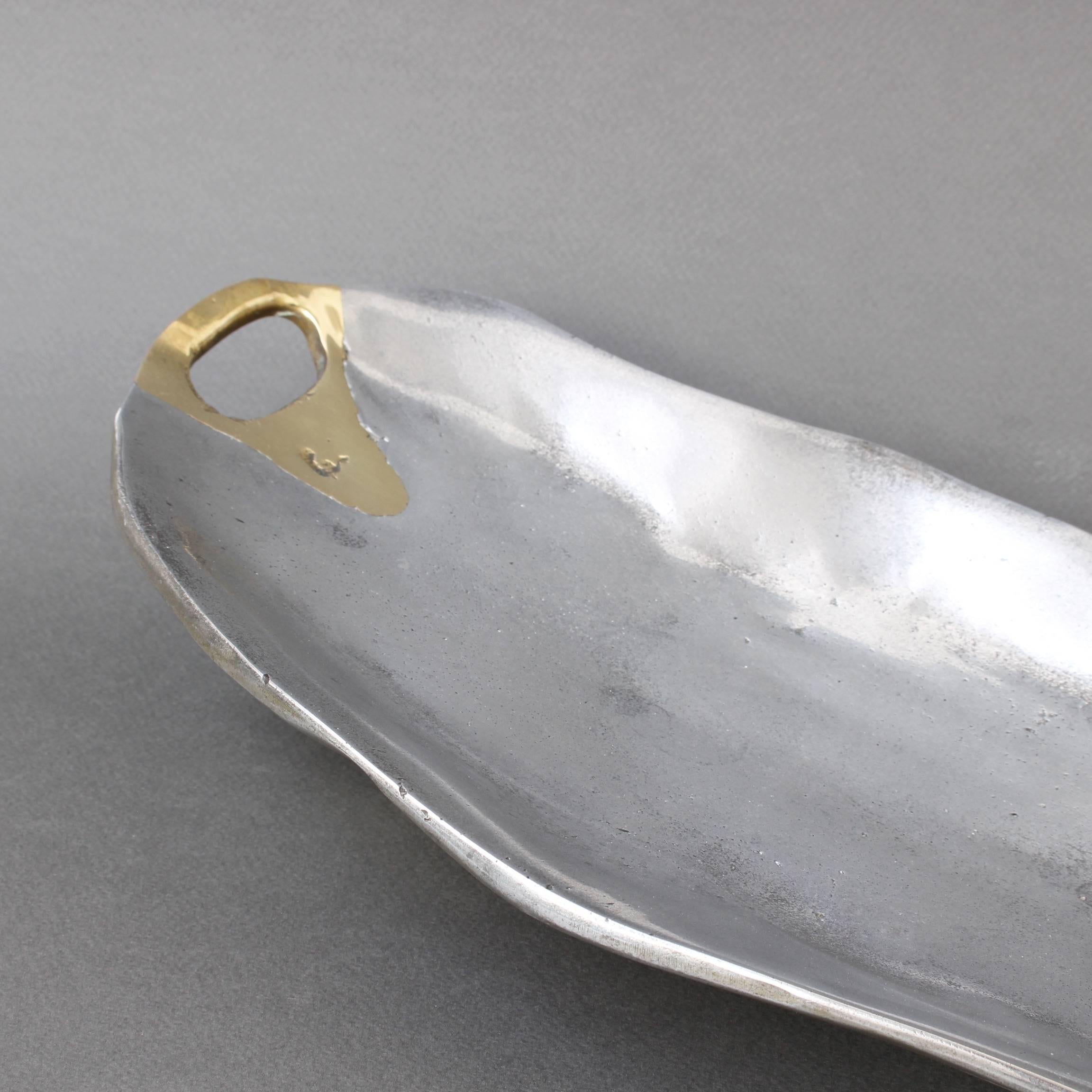 Aluminum Aluminium and Brass Tray Attributed to David Marshall, circa 1980s