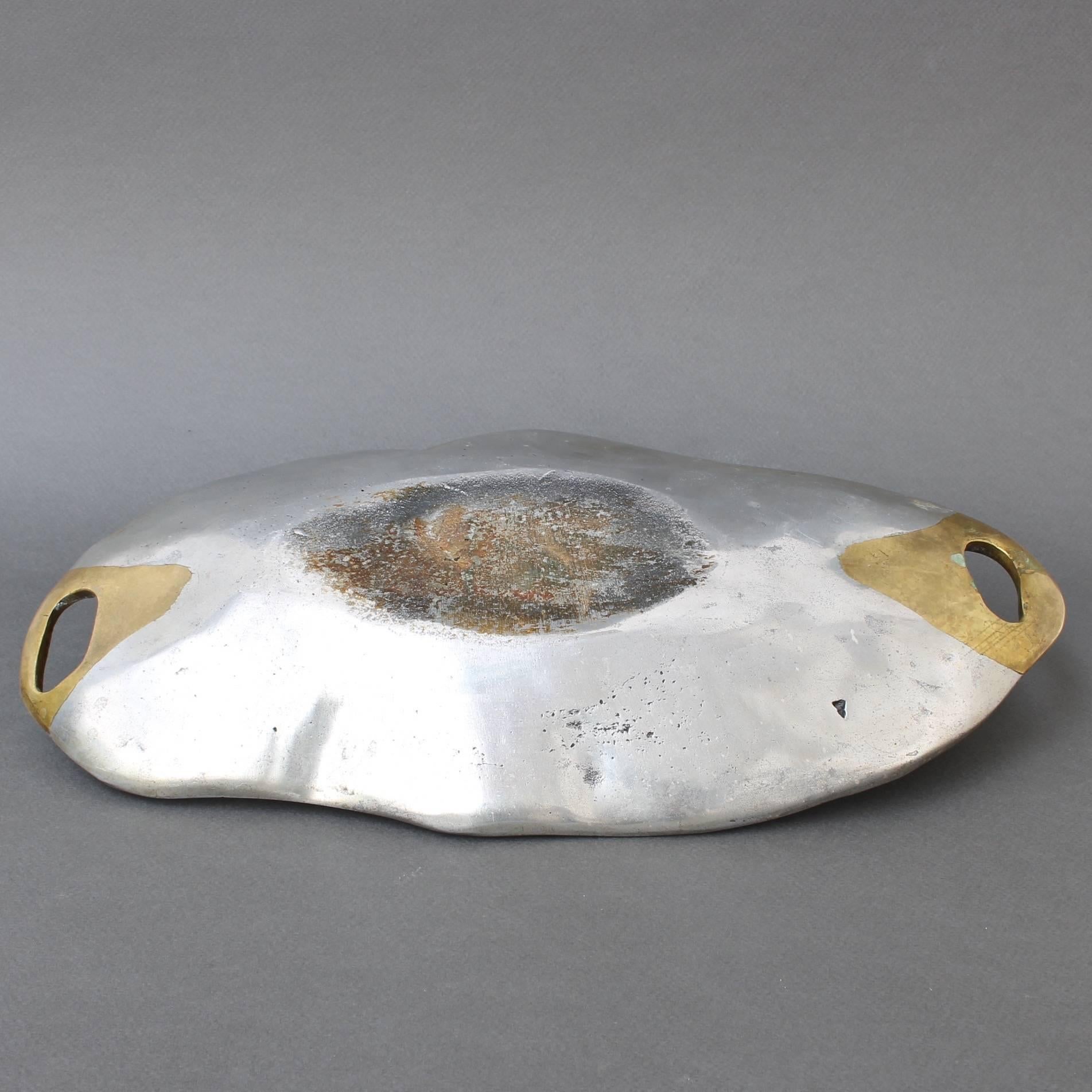 Aluminium and Brass Tray Attributed to David Marshall, circa 1980s 2