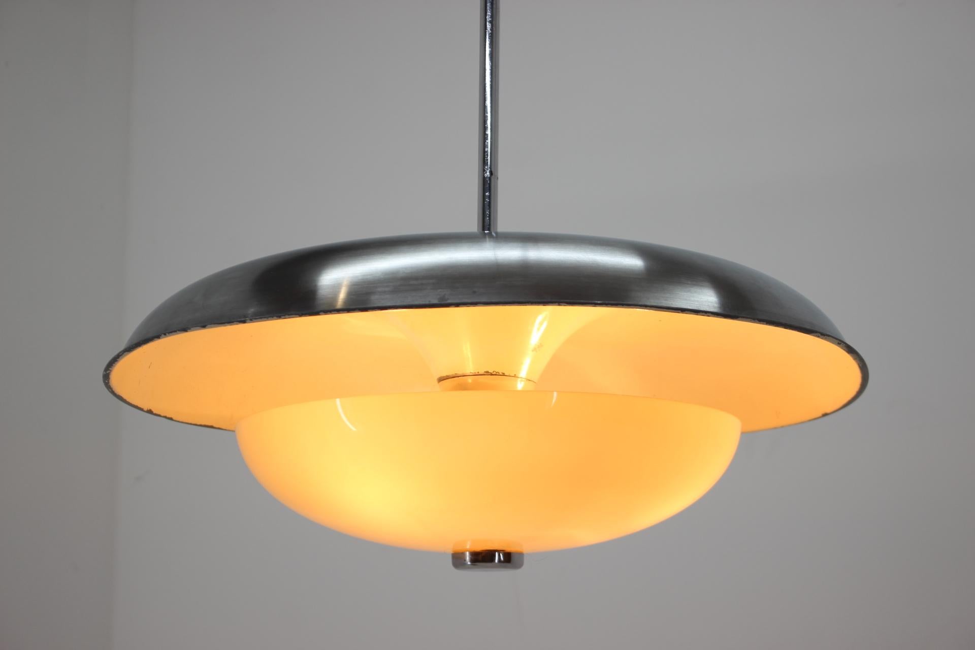 Mid-20th Century Aluminium and Glass Bauhaus / Functionalism Pendant - 1930s / Czechoslovakia  For Sale