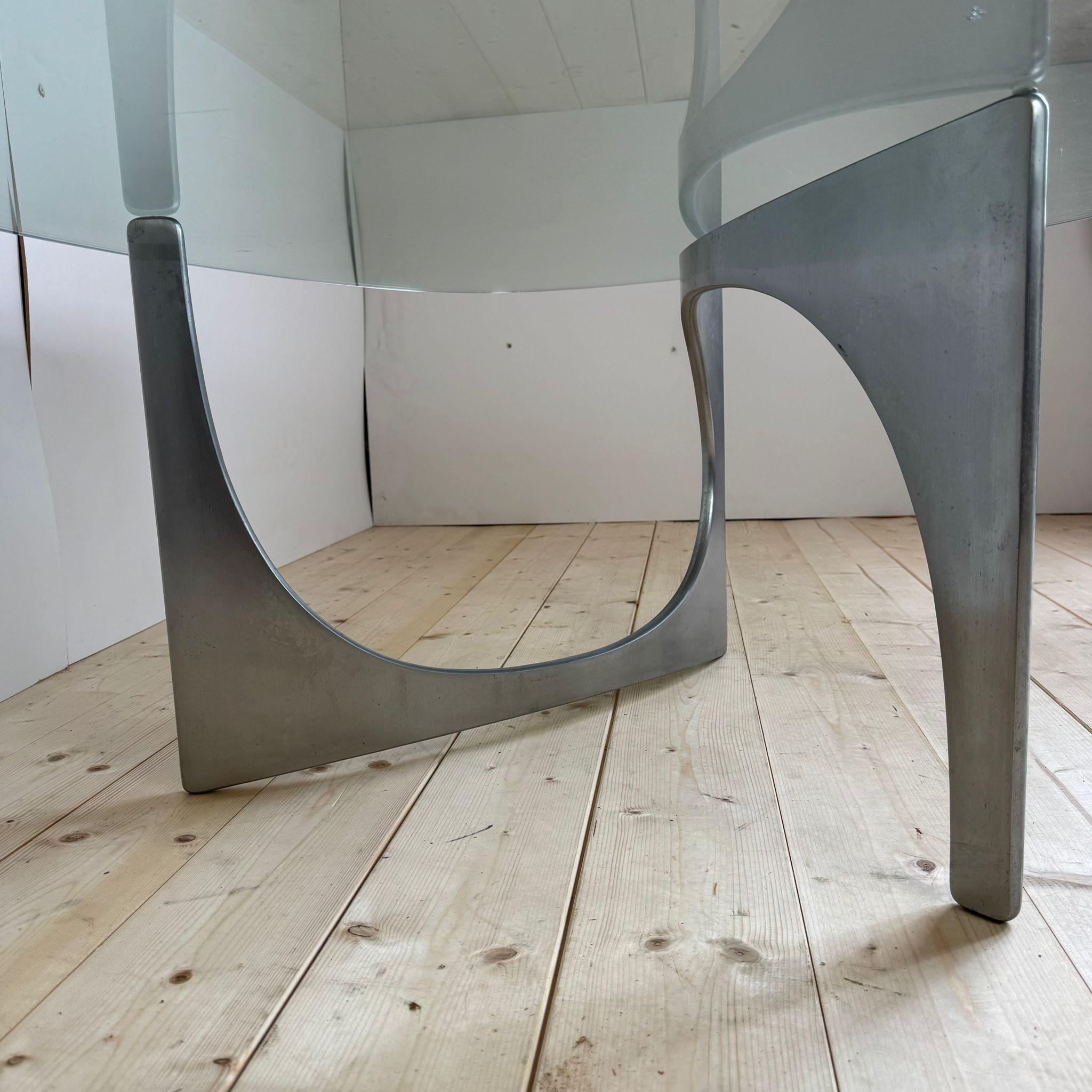 Swiss Table basse en aluminium et verre, Knut Hesterberg, 1970 en vente