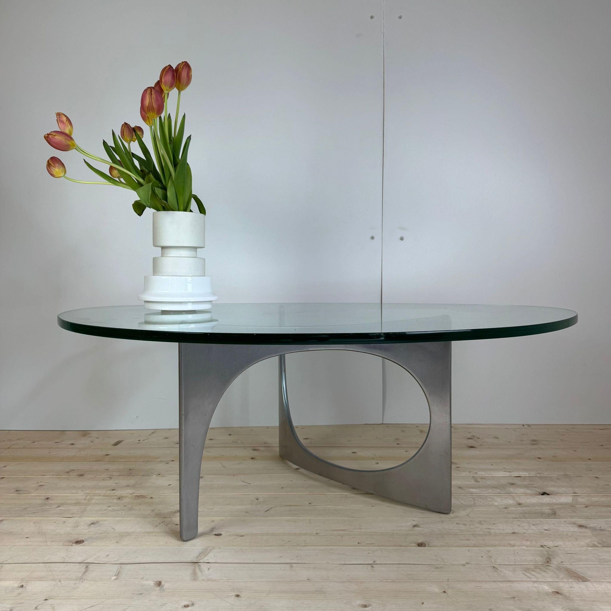 Late 20th Century Table basse en aluminium et verre, Knut Hesterberg, 1970 en vente