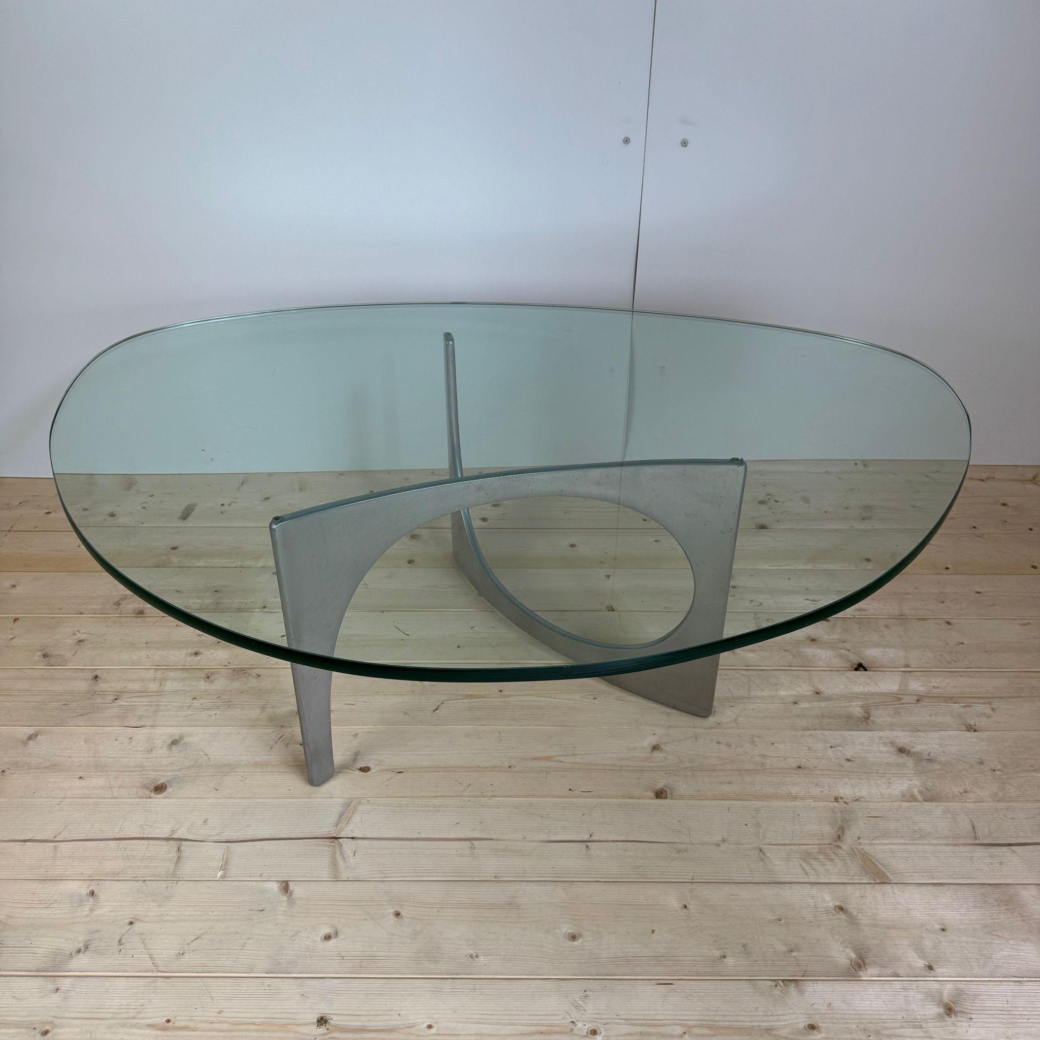Aluminium Table basse en aluminium et verre, Knut Hesterberg, 1970 en vente