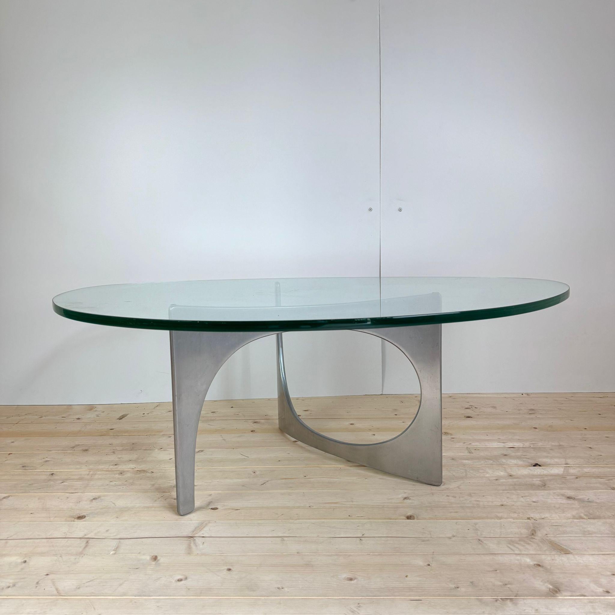 Table basse en aluminium et verre, Knut Hesterberg, 1970 en vente 2