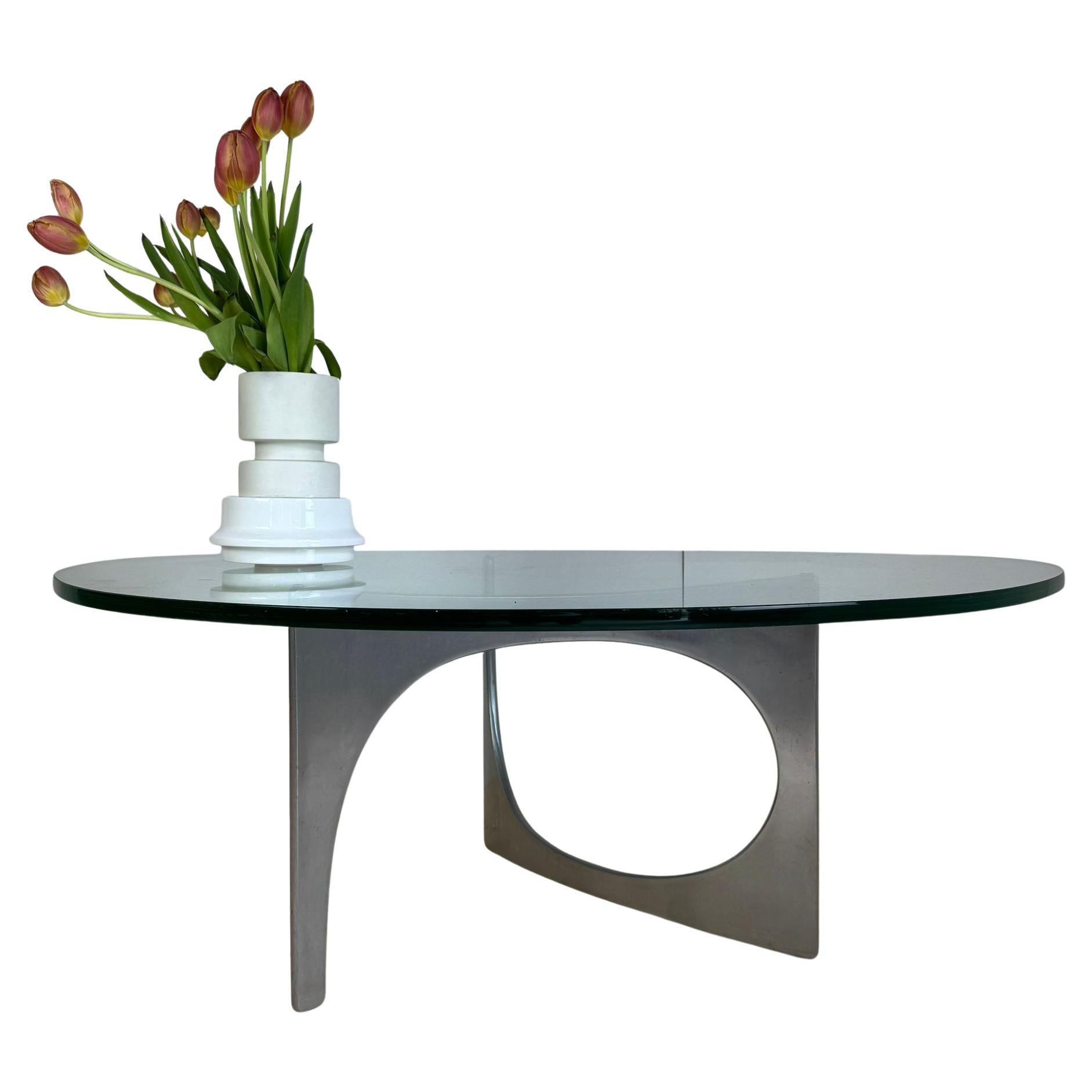 Aluminium and glass coffee table, Knut Hesterberg, 1970