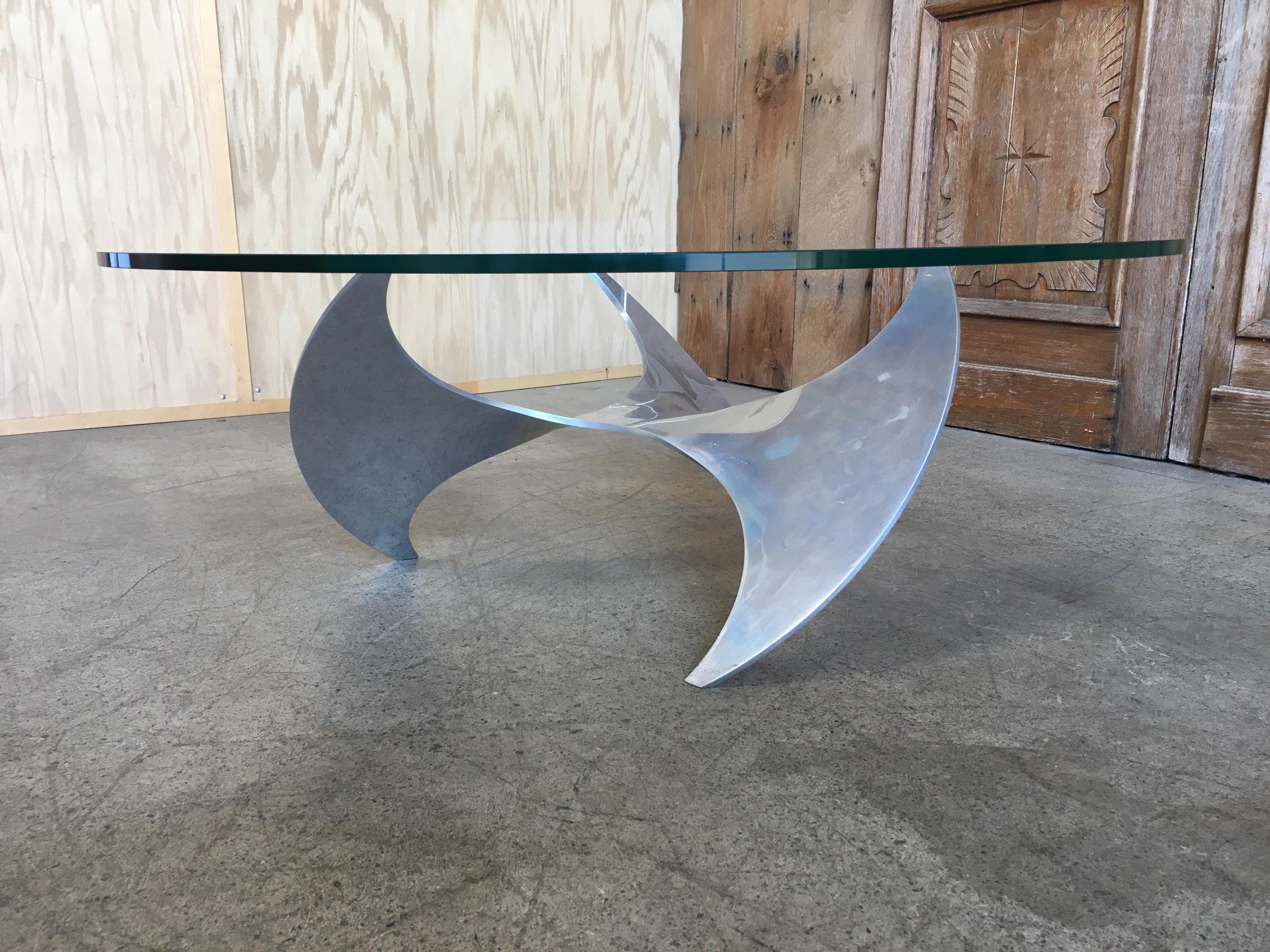 Aluminium and Glass Propeller Table by Knut Hesterberg In Good Condition In Denton, TX