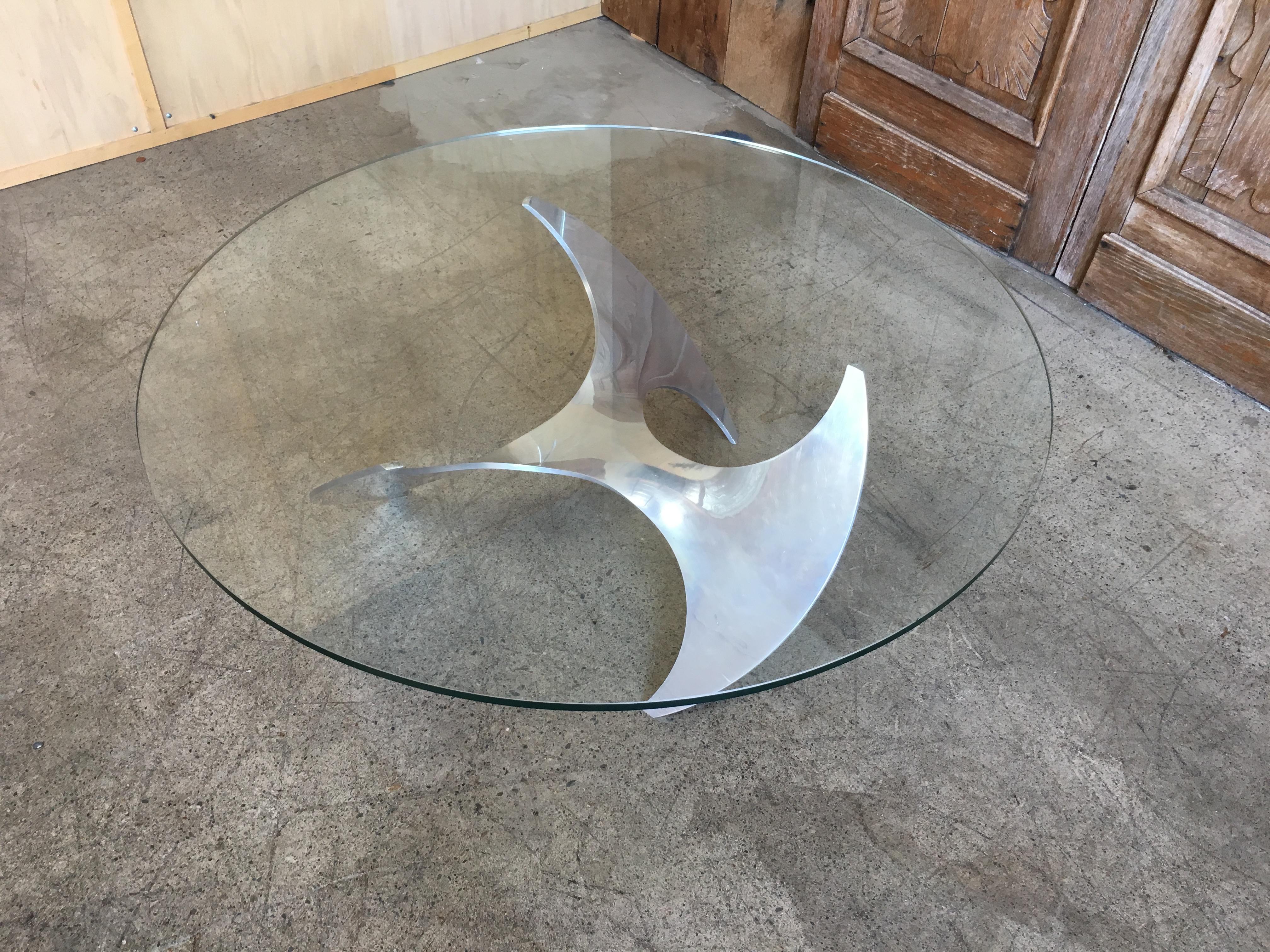 20th Century Aluminium and Glass Propeller Table by Knut Hesterberg