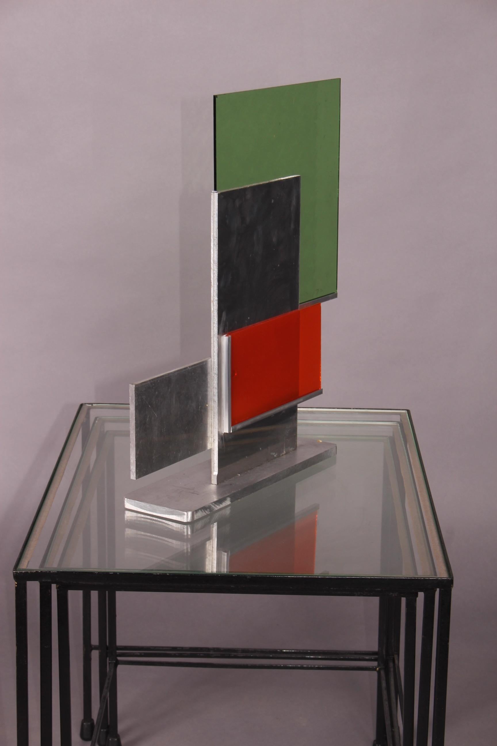 Swiss Aluminium and glass sculpture