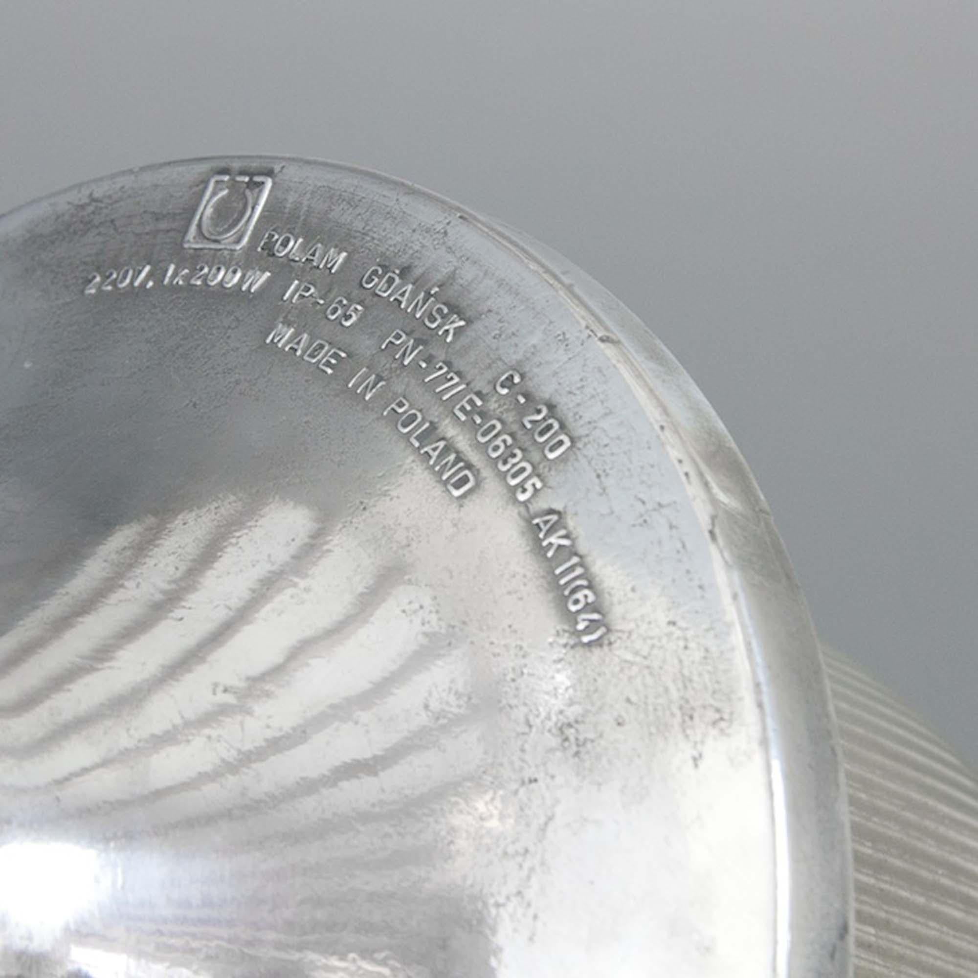 Industriale Lampada a sospensione industriale in alluminio e vetro prismatico di Polam in vendita