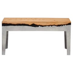 Banc en aluminium et tronc d'arbre signé par Hilla Shamia Design Studio
