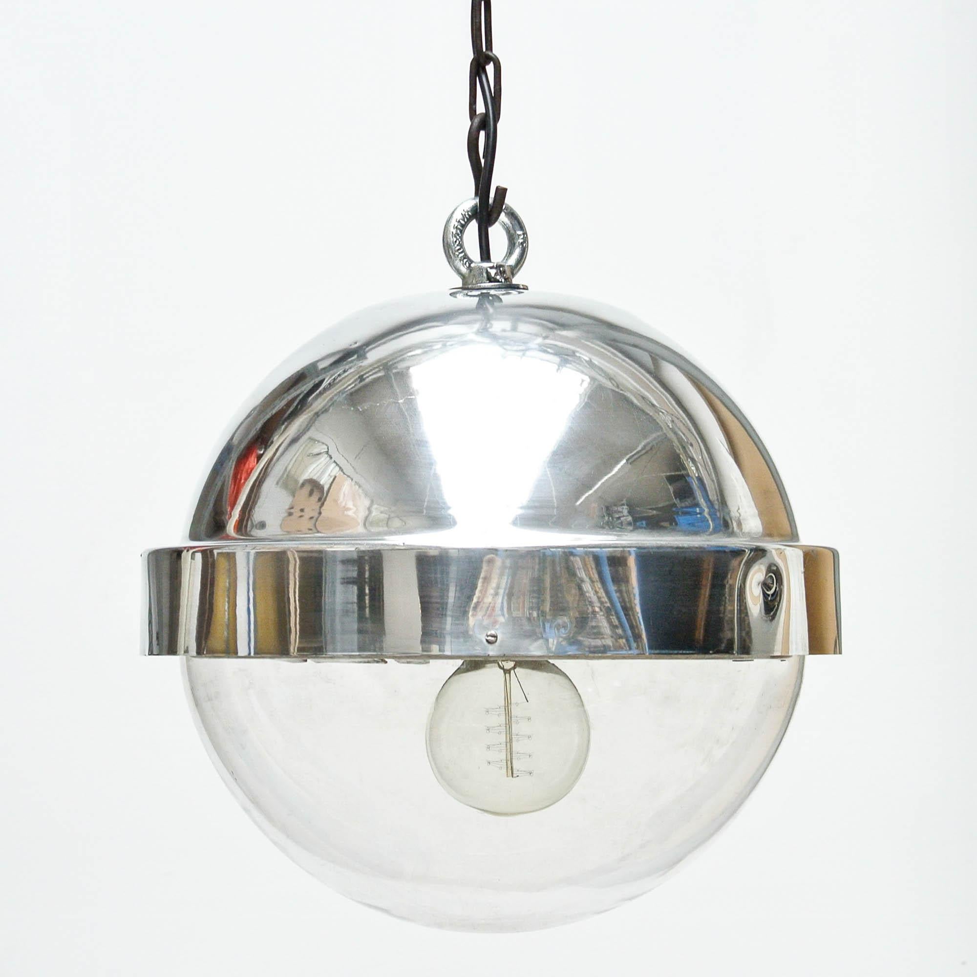 Industrial Aluminium Ball Lamp, circa 1960 from France, Aluminium and Plexyglass Polished