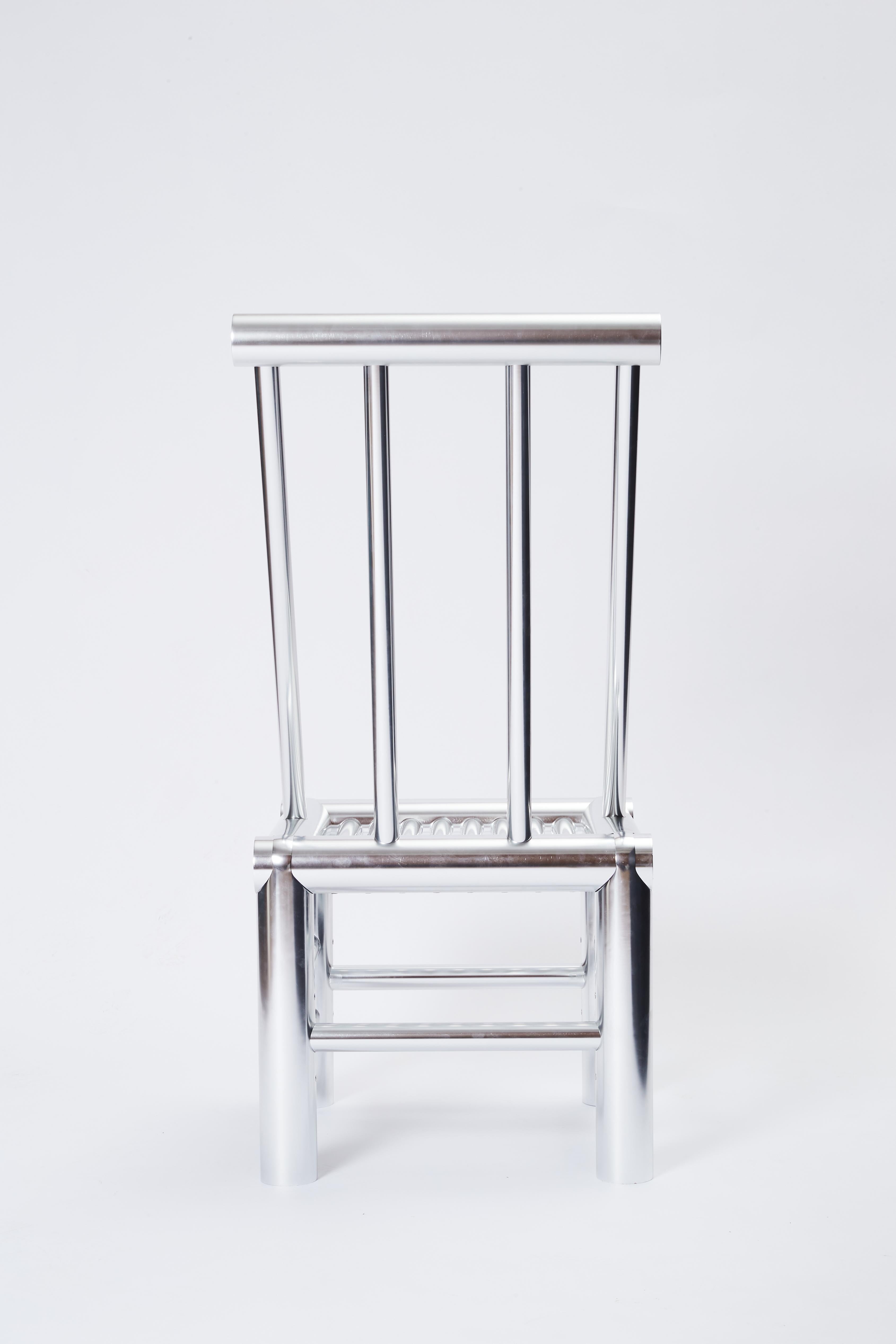 Anodized Aluminium Bamboo Chair by Joseph Dejardin For Sale