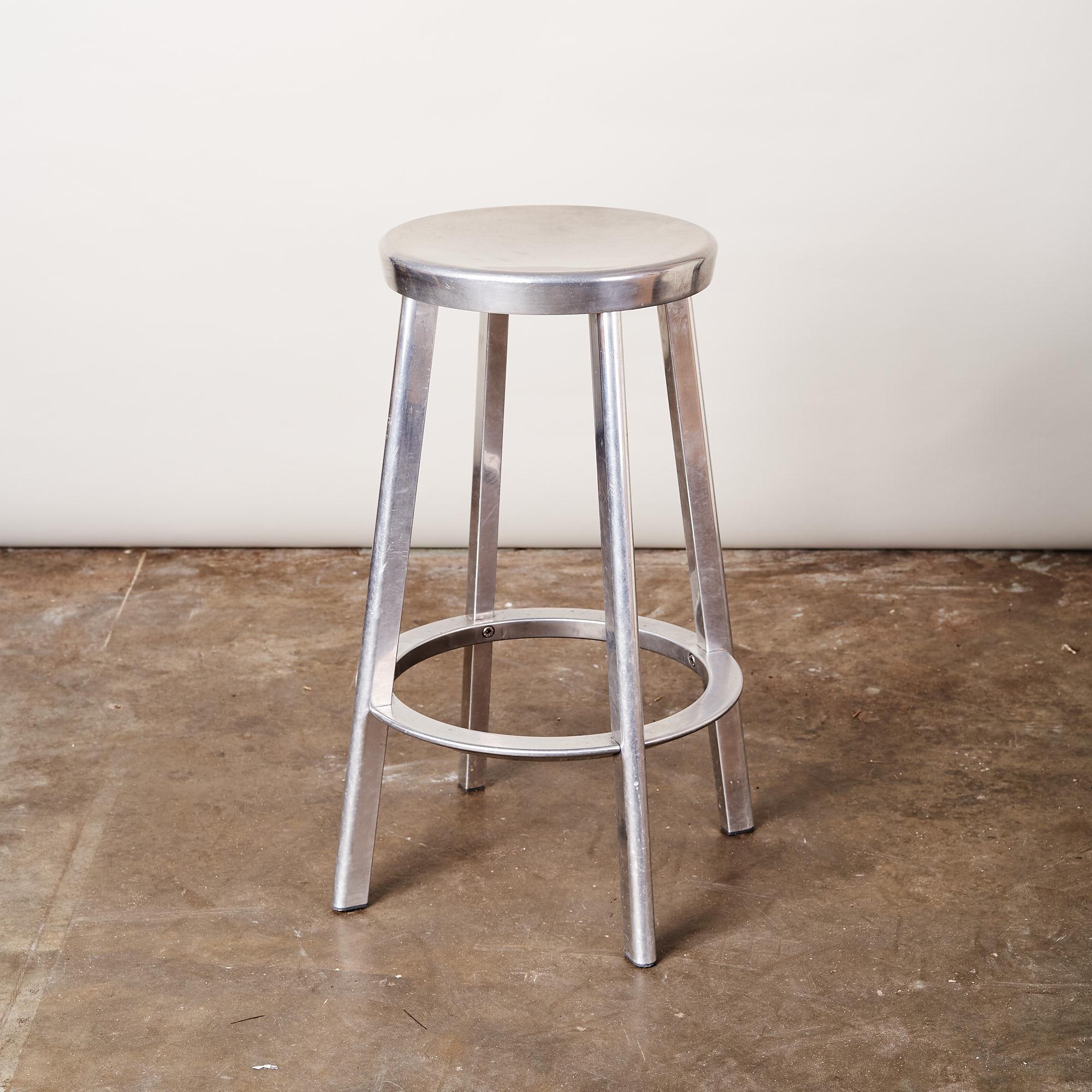 An Aluminium stool 'Deja-Vu' by Magis ex Tate Gallery, London.