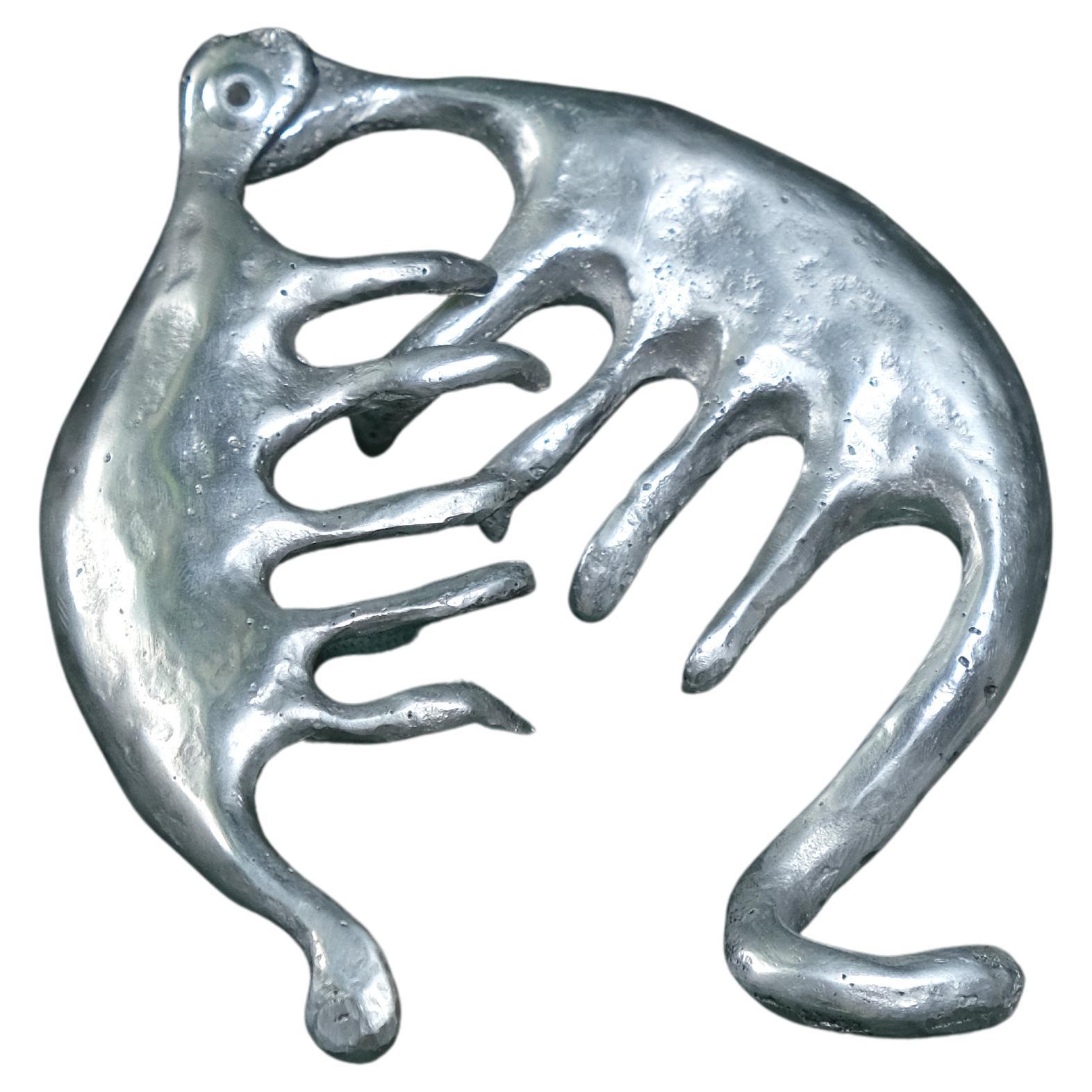 Aluminium cast abstract hair clip sculpture by Olga Flór For Sale