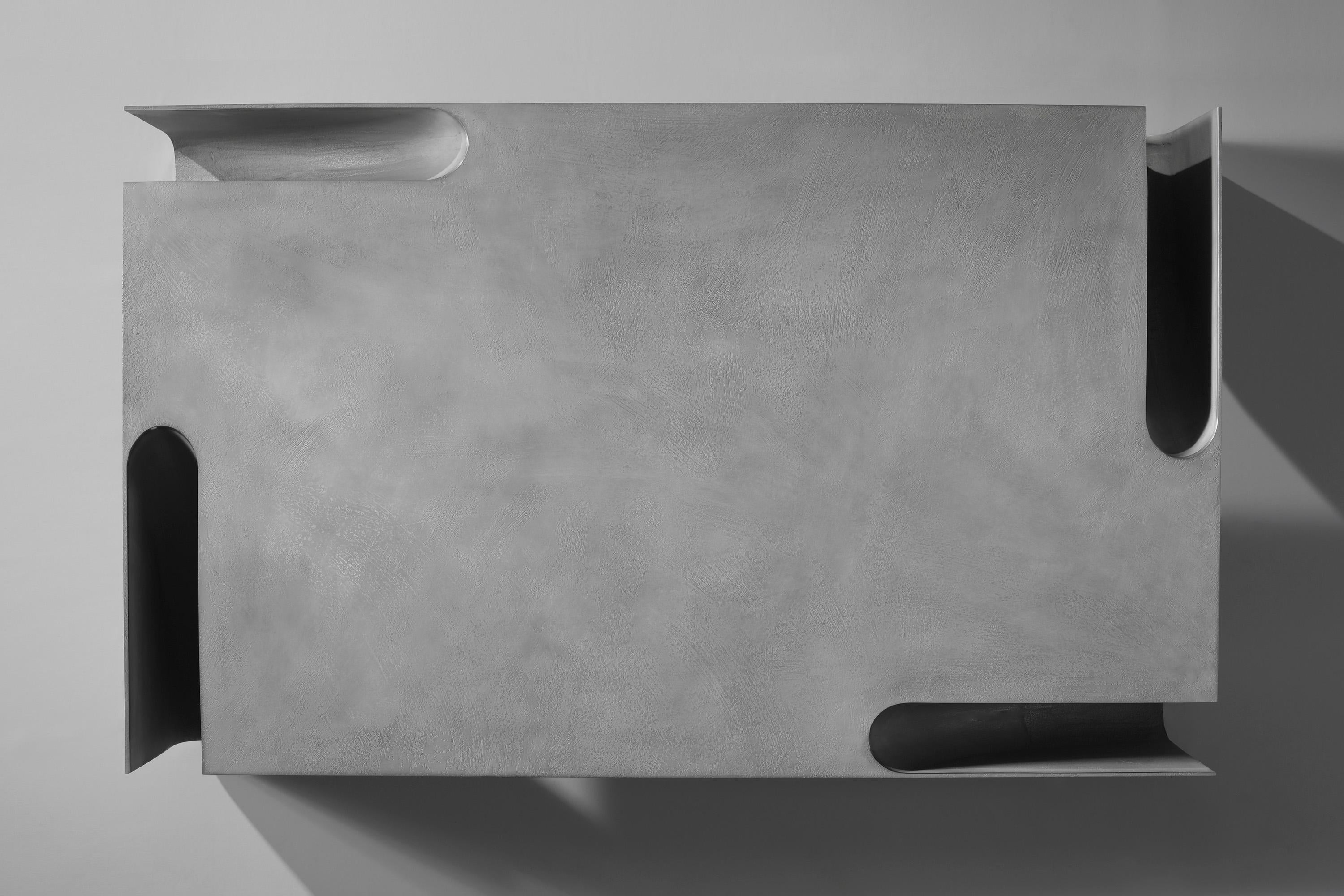 XXIe siècle et contemporain Table basse bb architecturale en fonte d'aluminium gris en vente