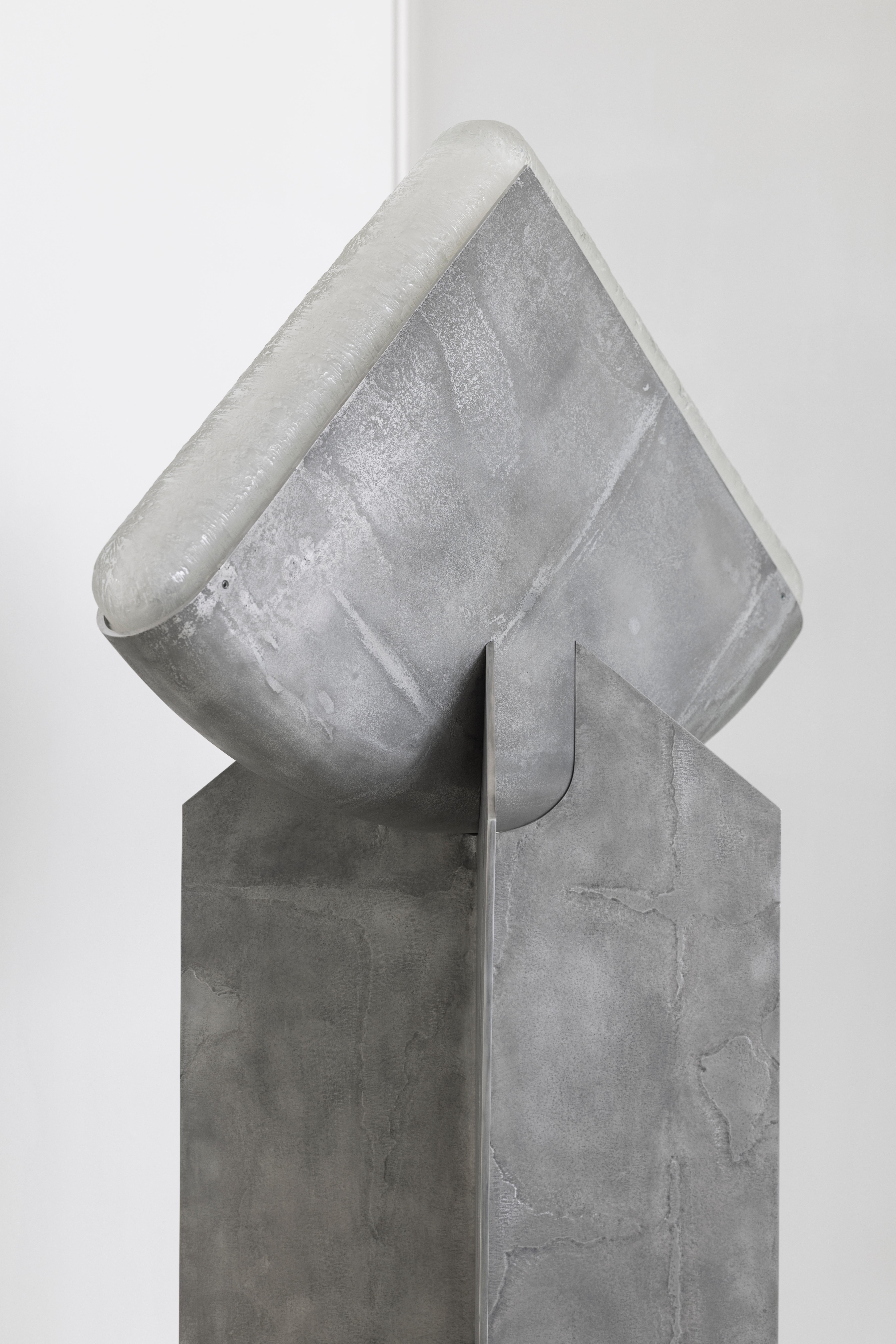 Francese Lampada da terra architettonica in alluminio grigio BB in vendita