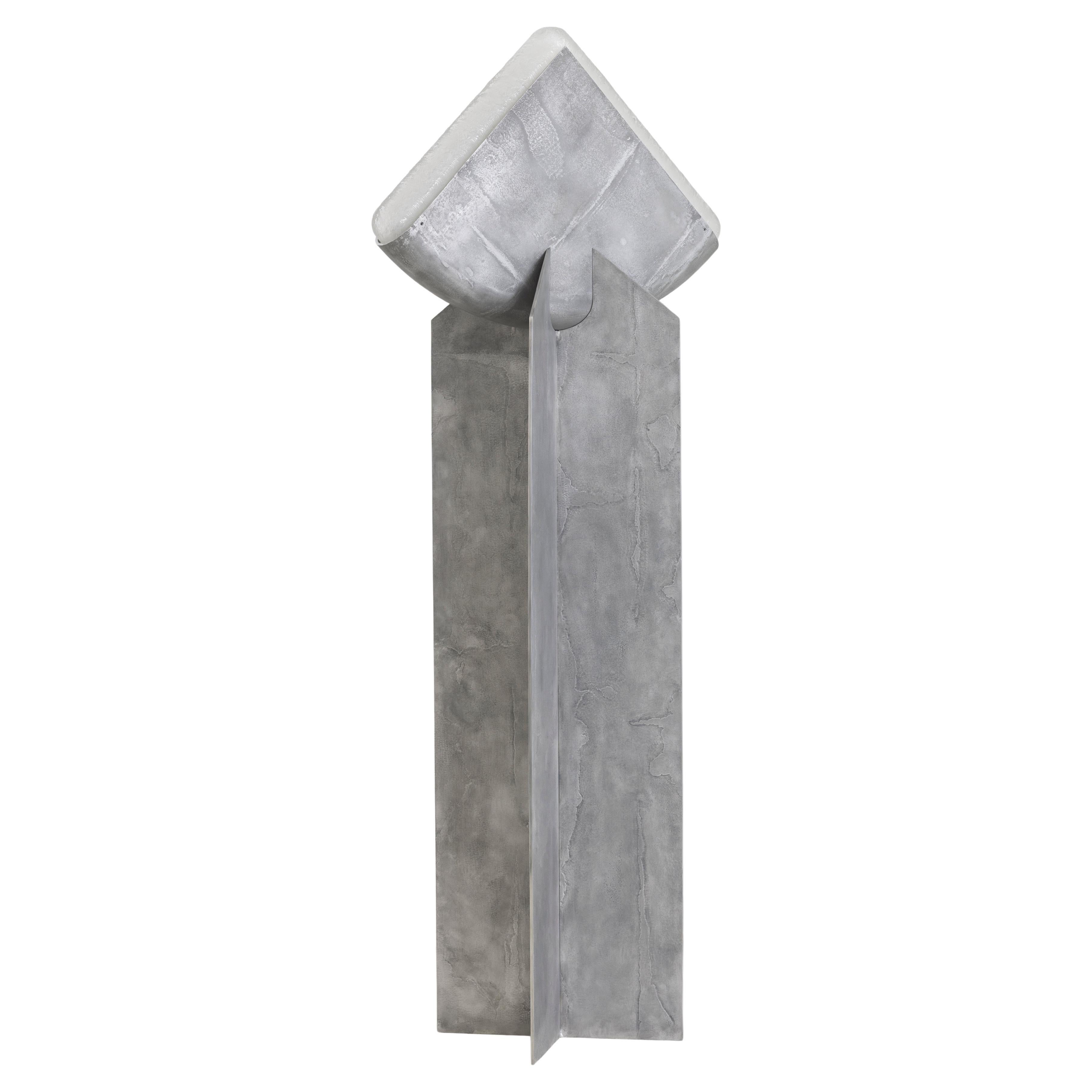 Lampada da terra architettonica in alluminio grigio BB in vendita