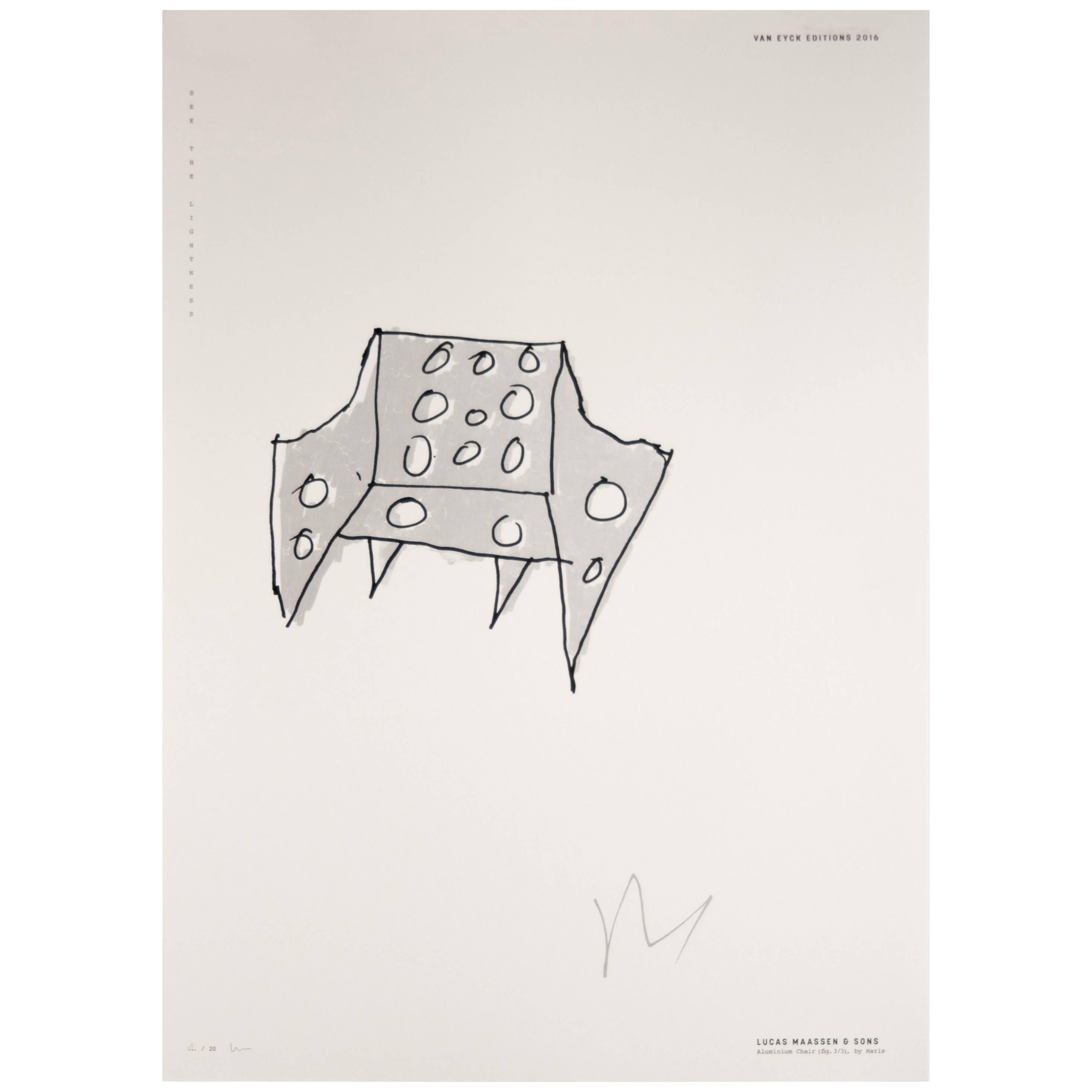 Aluminium Chair ‘Fig. 3/3’ by Lucas Maassen & Sons, Silkscreen Print, 2015 For Sale