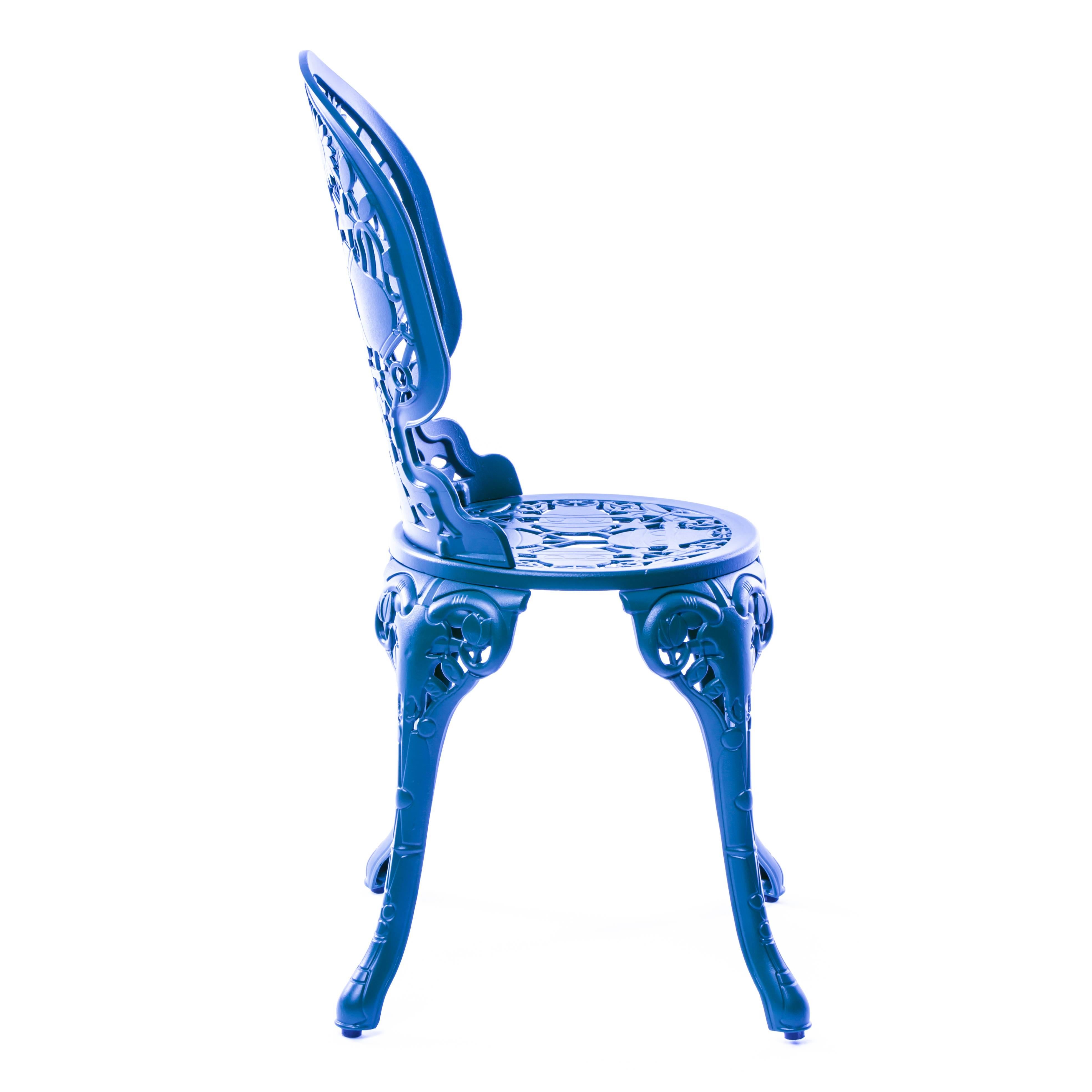 Modern Aluminum Chair 'Industry Collection, by Seletti, Sky Blue