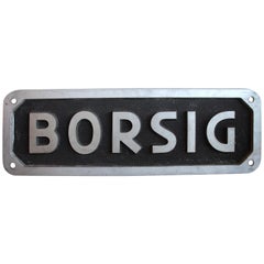 Aluminium Company Name Plate "Borsig" from Germany, Old Industrial Sign