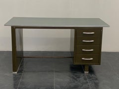 Scrivania in alluminio con piano in laminato di Carlotti, anni '50