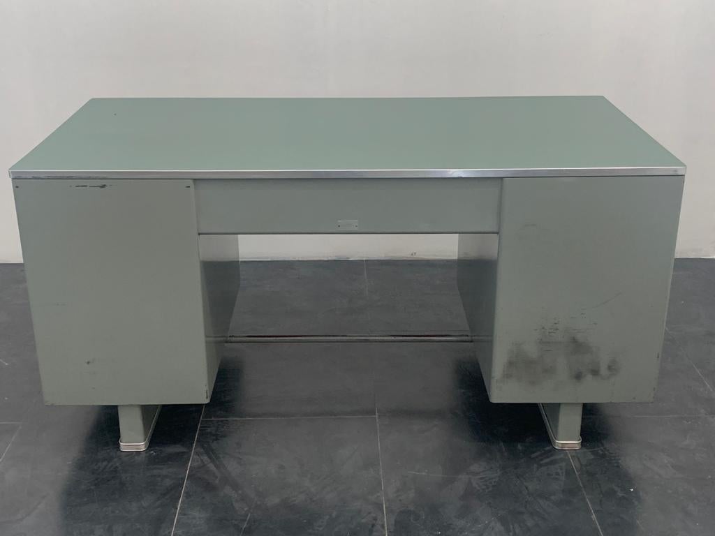 Industrial Aluminium Desk with Laminate Top from Carlotti, 1950s