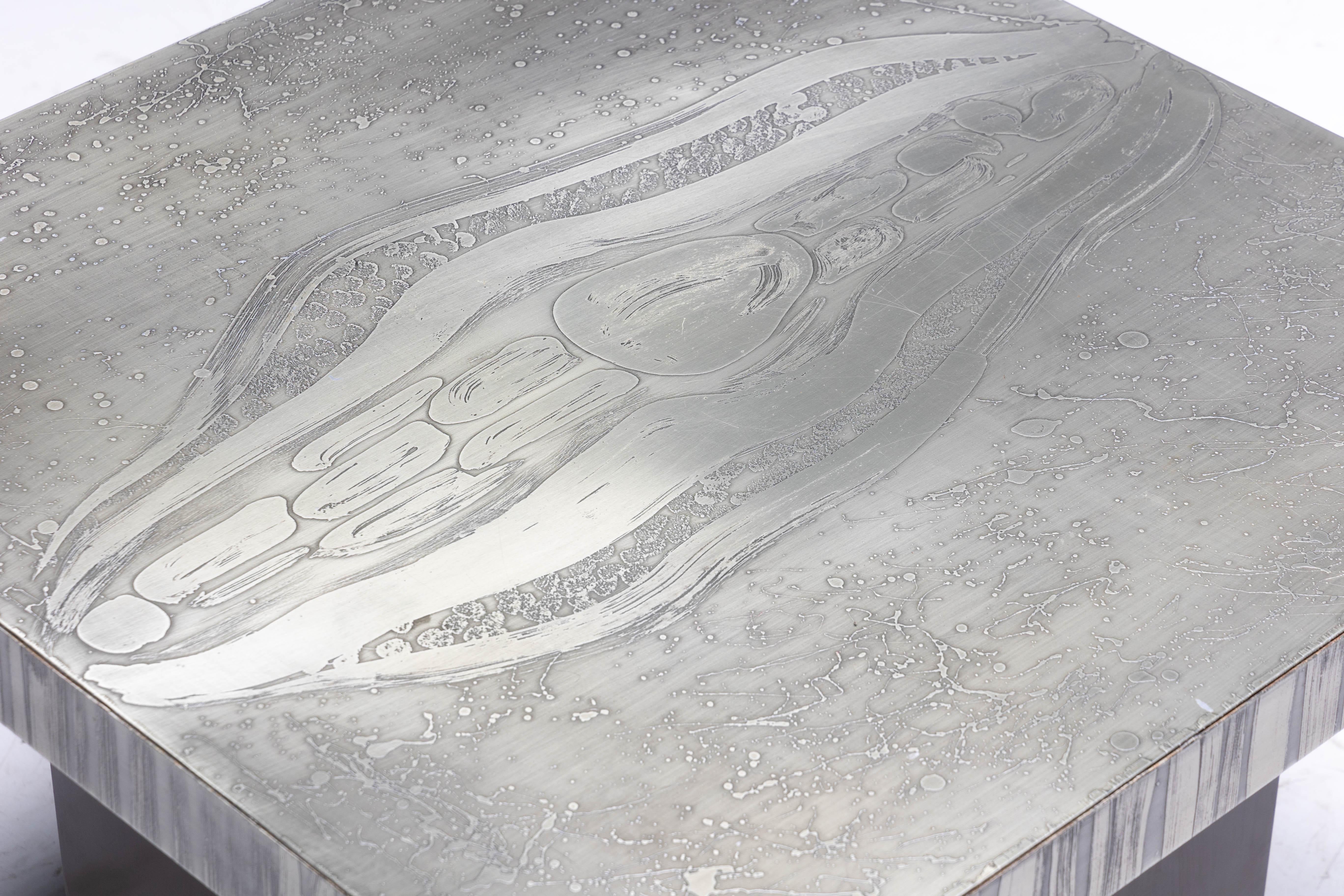 Late 20th Century Aluminium Etched Coffee Table by Marc D’haenens, Belgium, 1970s For Sale