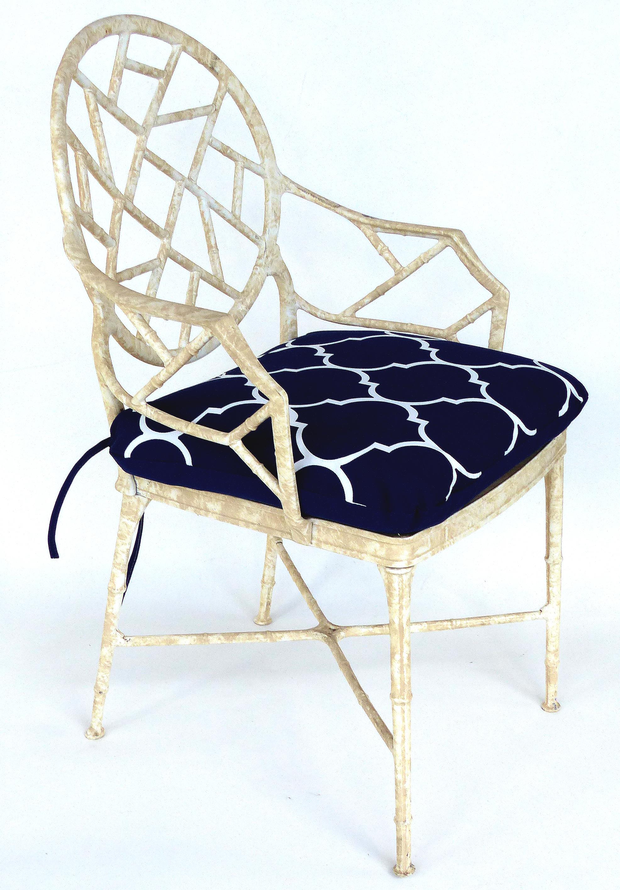 American Aluminium Lattice Motif Garden Chairs with Loose Seat Cushions, Set of 4