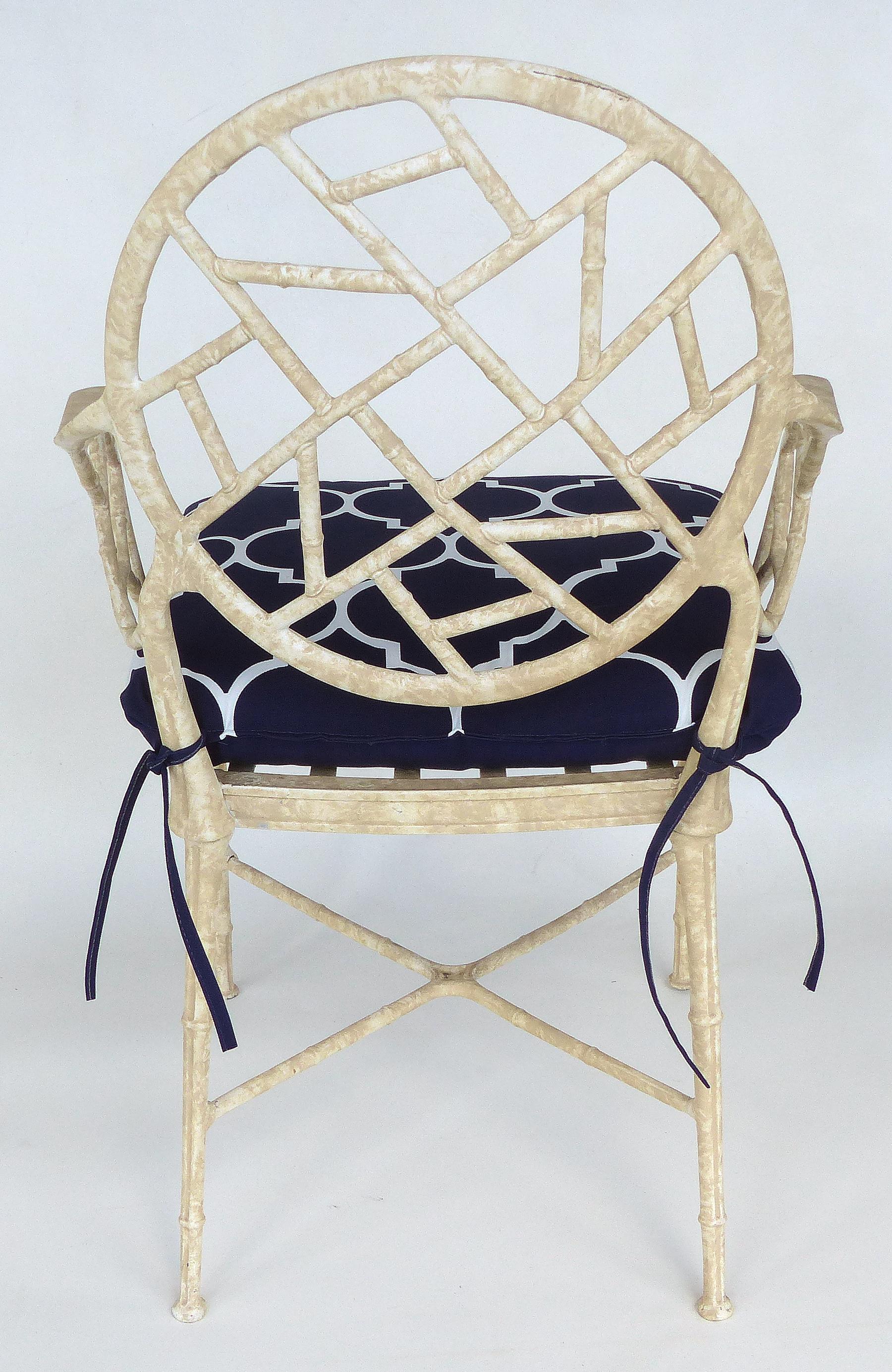 Late 20th Century Aluminium Lattice Motif Garden Chairs with Loose Seat Cushions, Set of 4