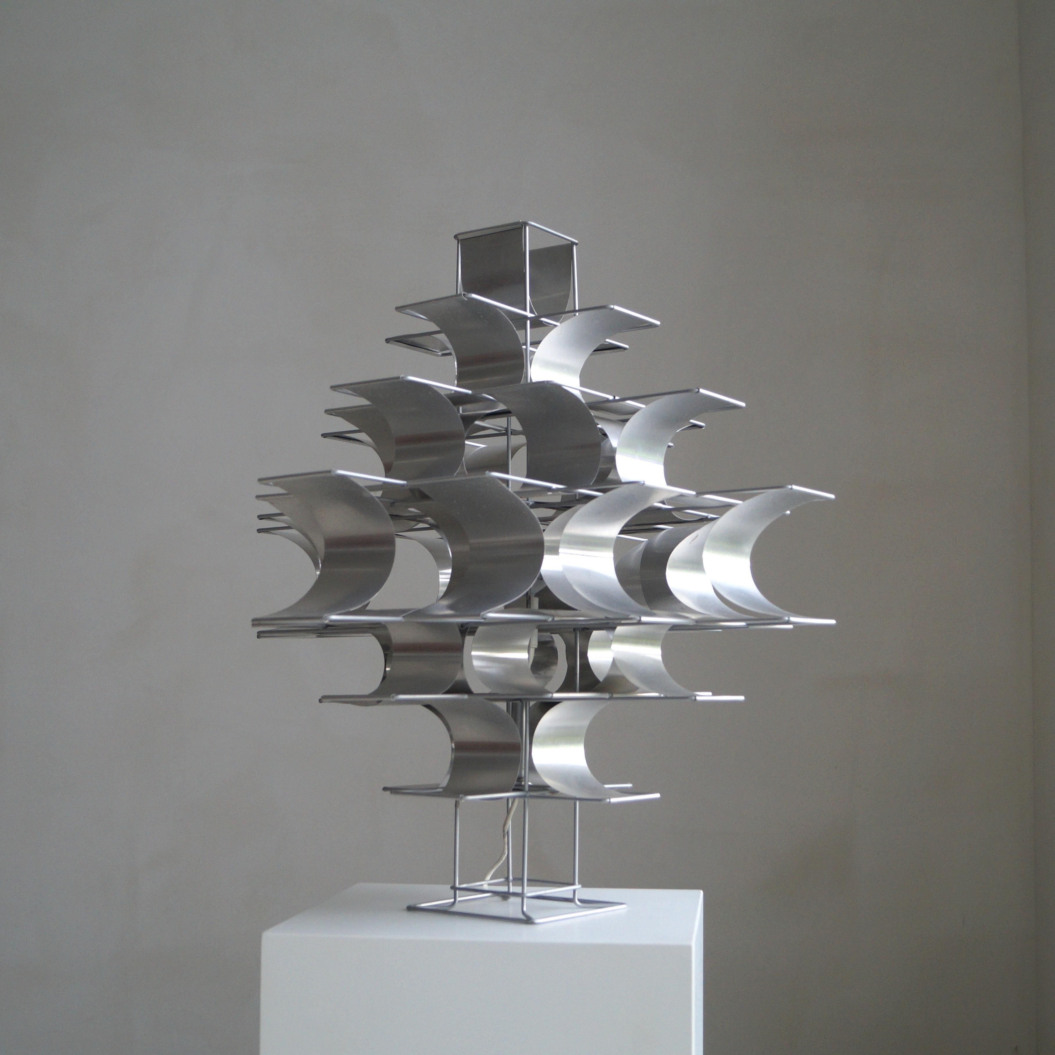 Aluminium sheet metal ''Cassiopeia'' table lamp by Max Sauze, 1970s 3