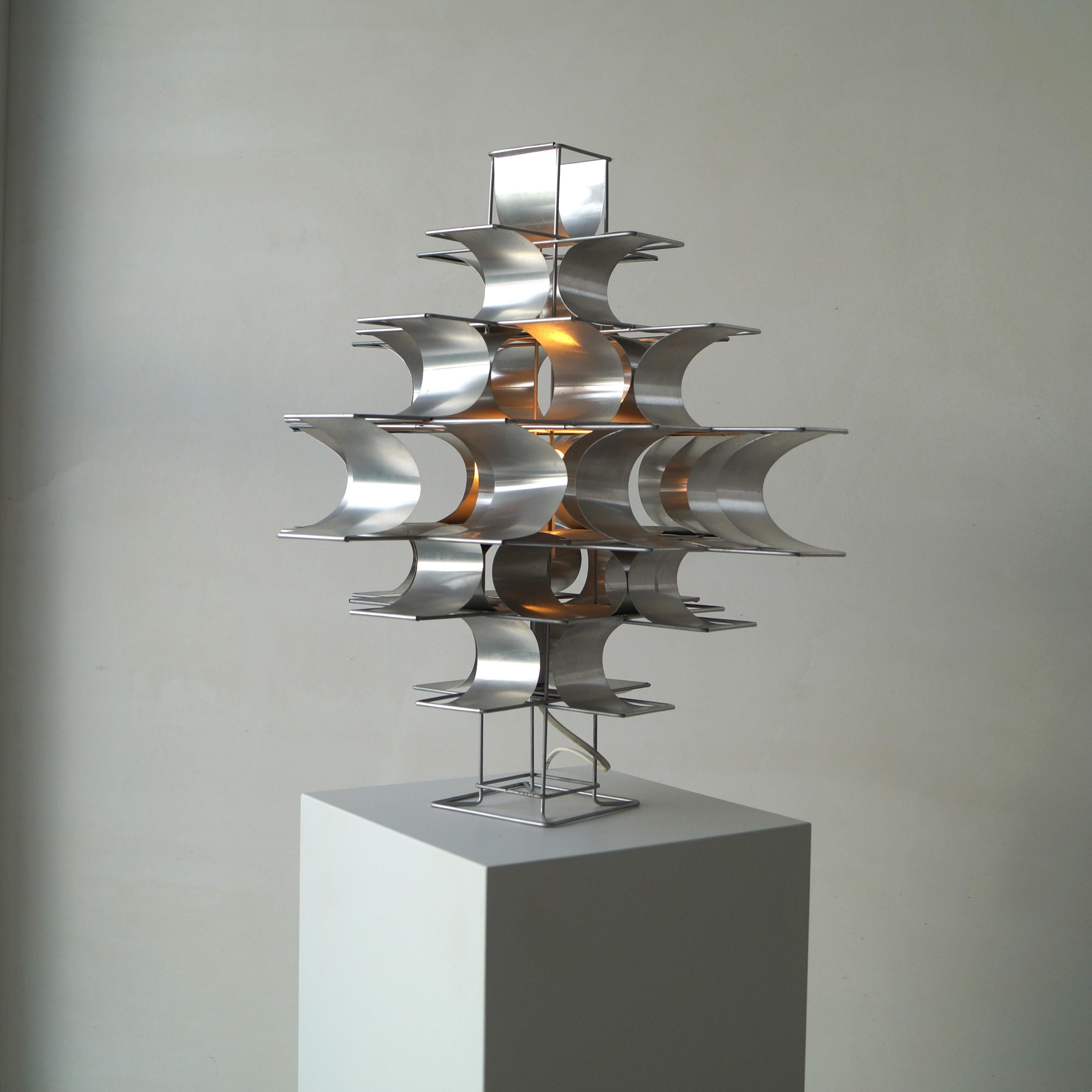 Aluminium sheet metal ''Cassiopeia'' table lamp by Max Sauze, 1970s 5