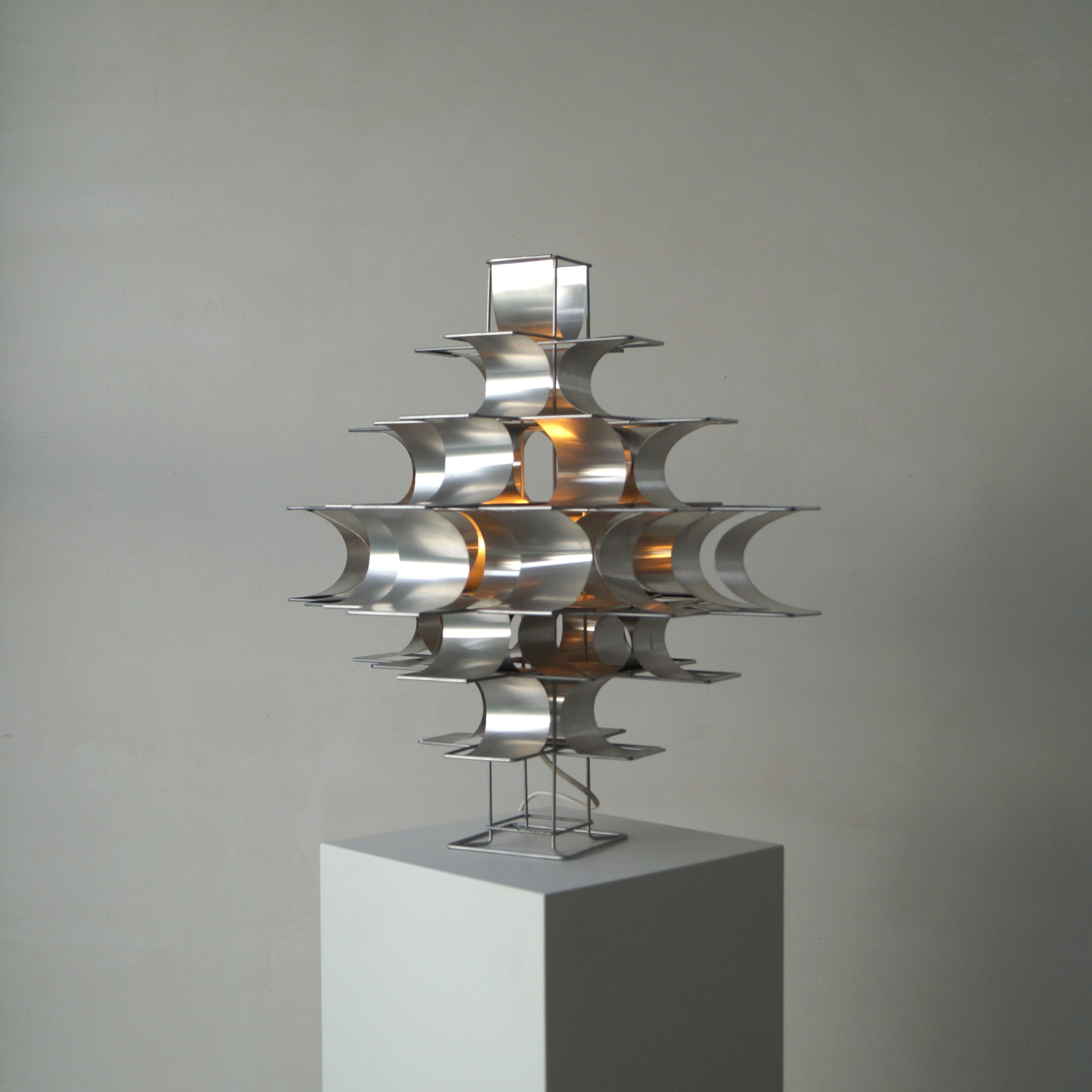 Aluminium sheet metal ''Cassiopeia'' table lamp by Max Sauze, 1970s 6
