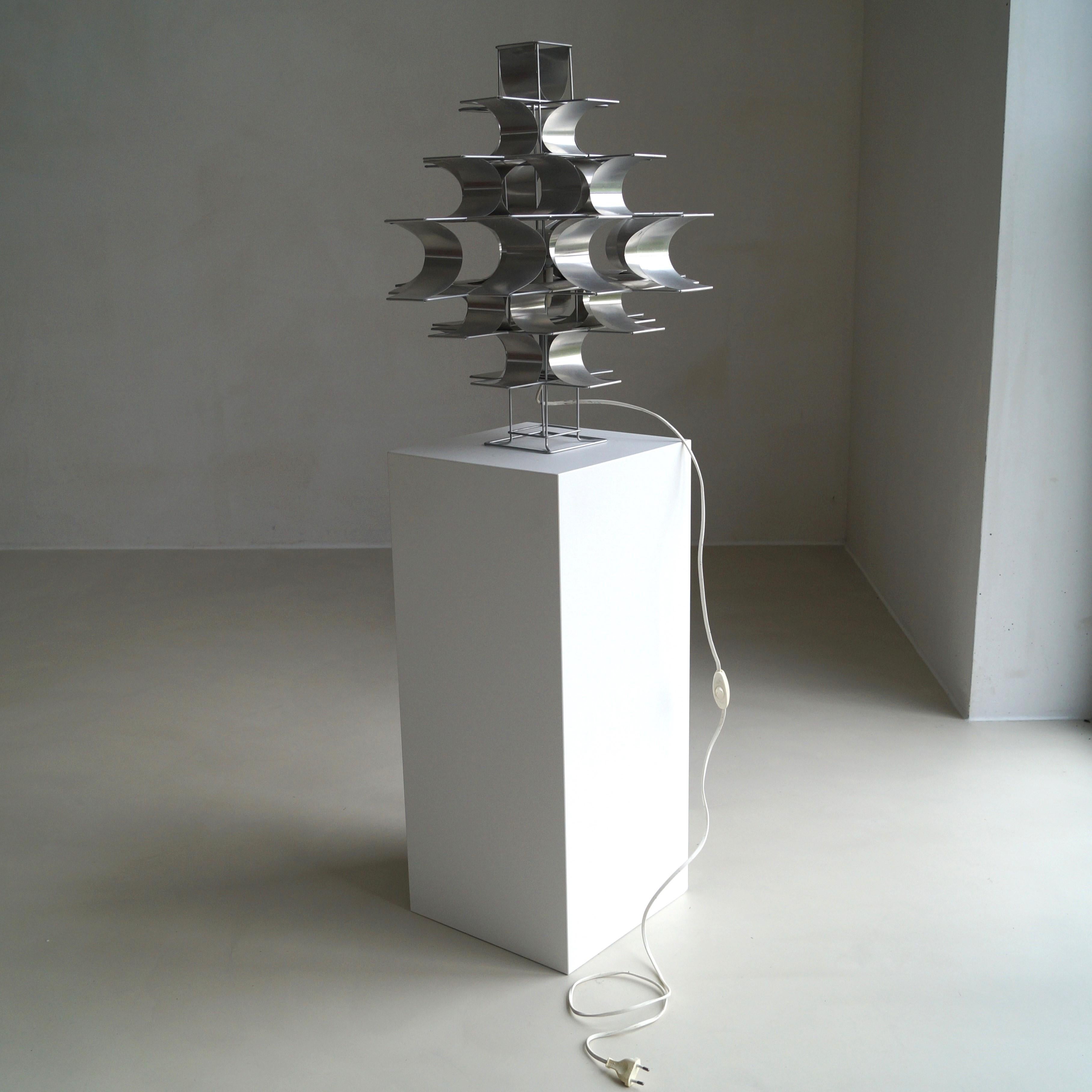 Aluminium sheet metal ''Cassiopeia'' table lamp by Max Sauze, 1970s 10