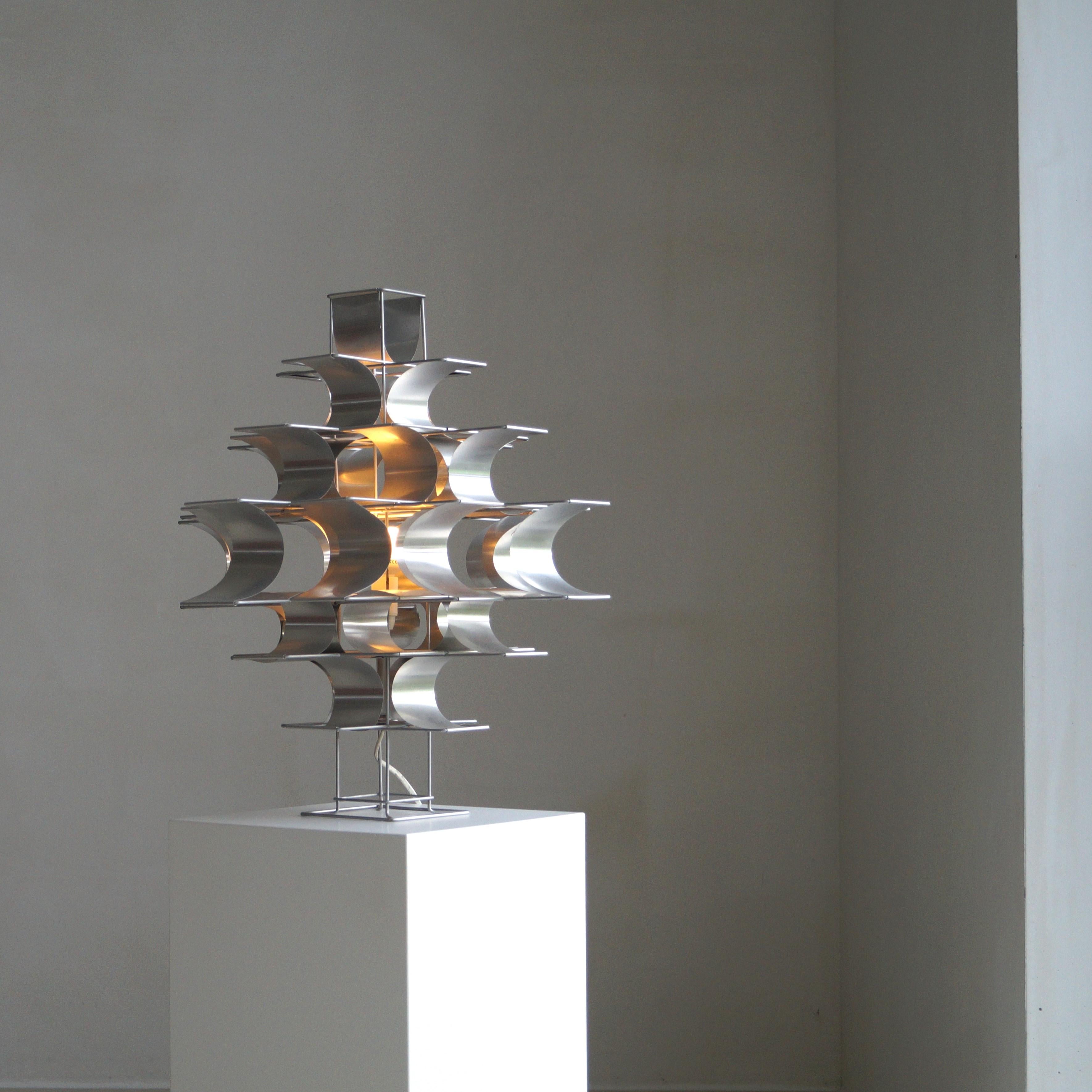Mid-Century Modern Aluminium sheet metal ''Cassiopeia'' table lamp by Max Sauze, 1970s