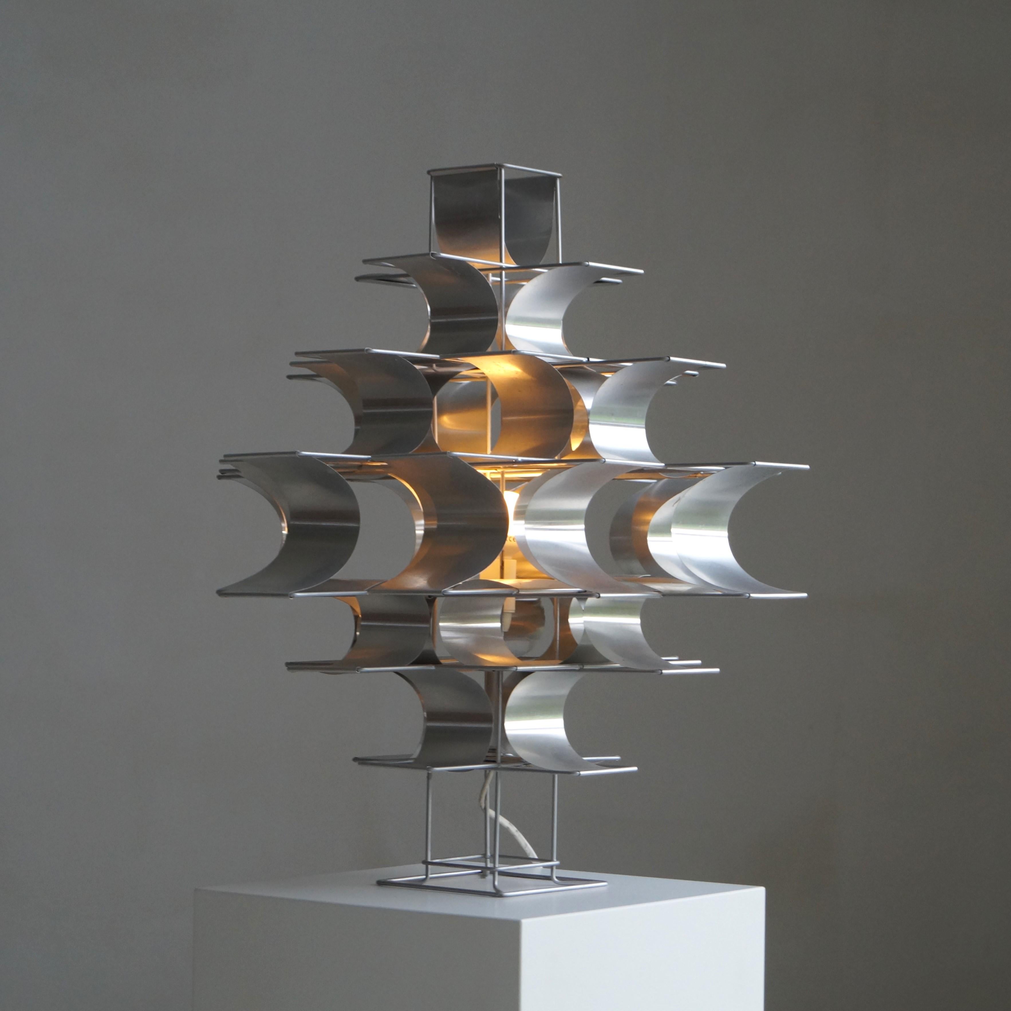 French Aluminium sheet metal ''Cassiopeia'' table lamp by Max Sauze, 1970s
