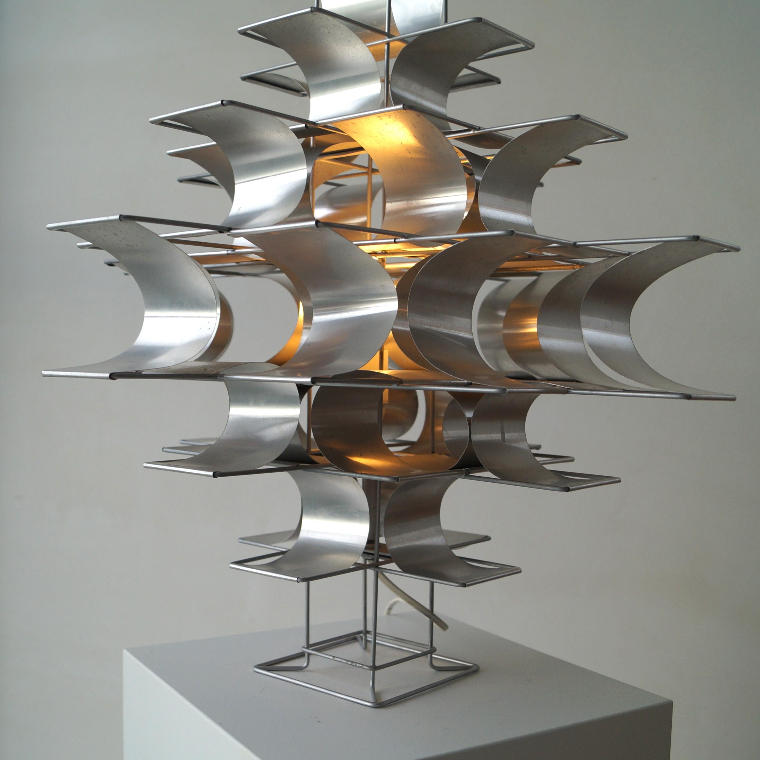 Metal Aluminium sheet metal ''Cassiopeia'' table lamp by Max Sauze, 1970s