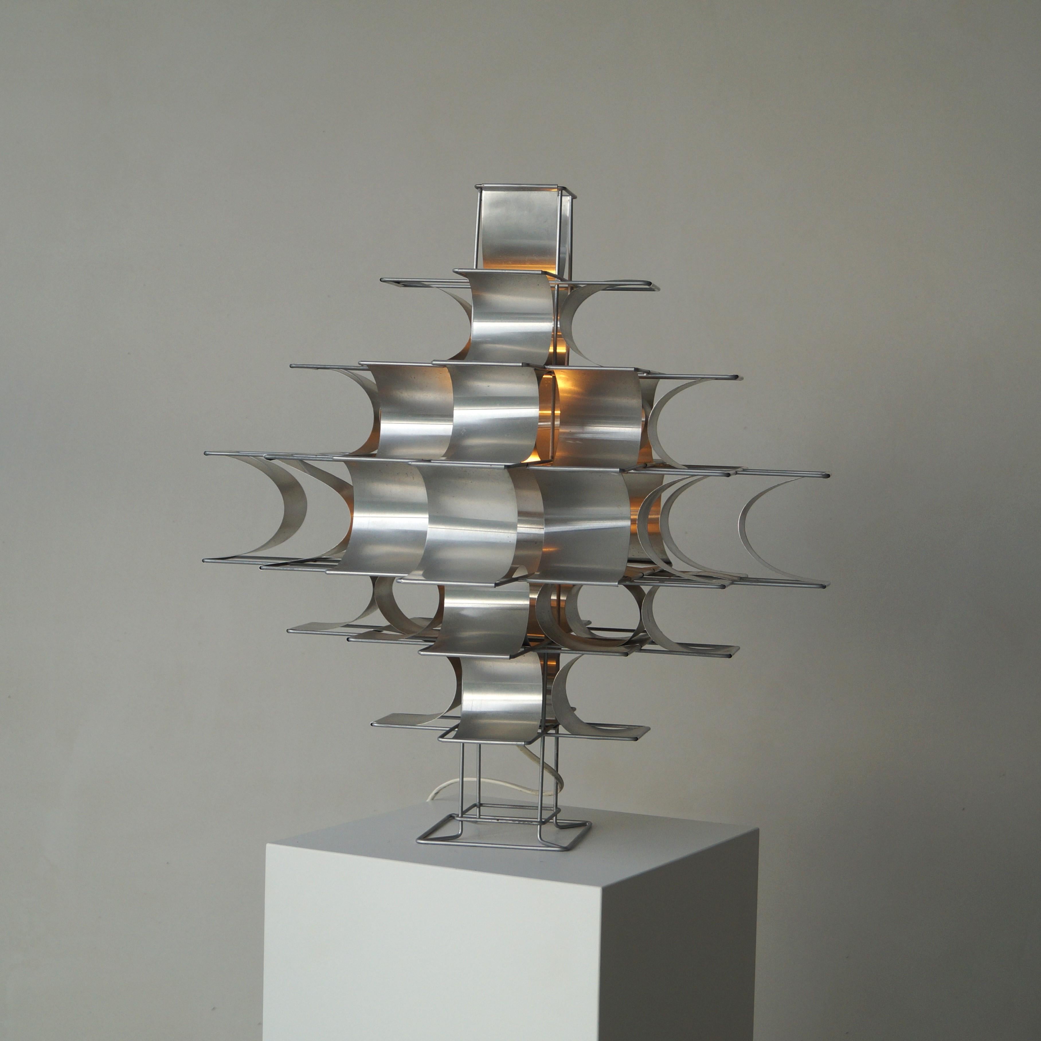 Aluminium sheet metal ''Cassiopeia'' table lamp by Max Sauze, 1970s 1