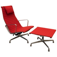 Aluminium Swivel Chair EA 124 with Ottoman by Charles & Ray Eames, Vitra, 1960s
