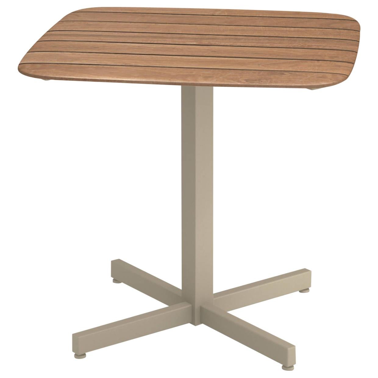 Aluminium and Teak EMU Shine 2/4 Seats Square Table Teak Top For Sale