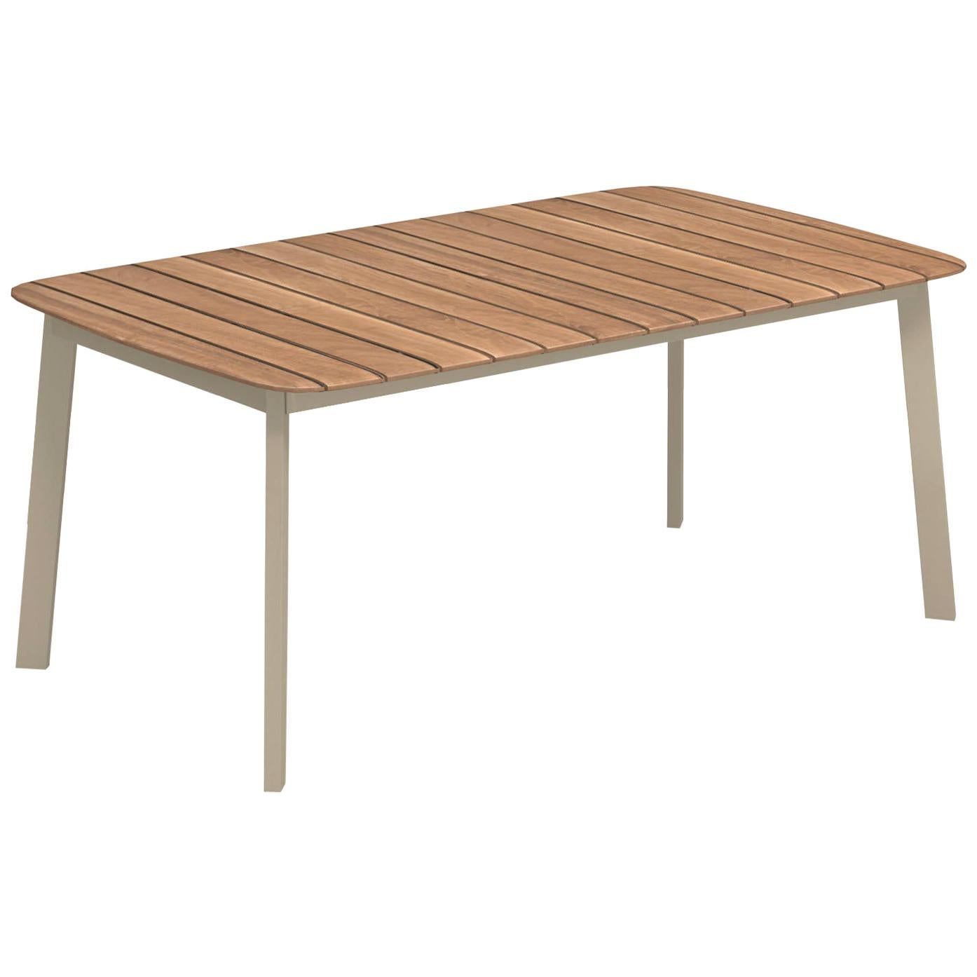 Aluminium and Teak EMU Shine 6 Seats Rectangular Table with Teak Top For Sale